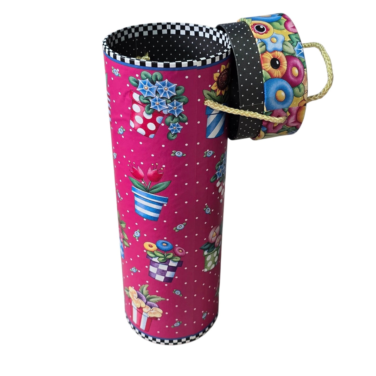 Mary Engelbreit Wine Box Carrier Tube Wine Gift Box Flower Pots Pink Yellow
