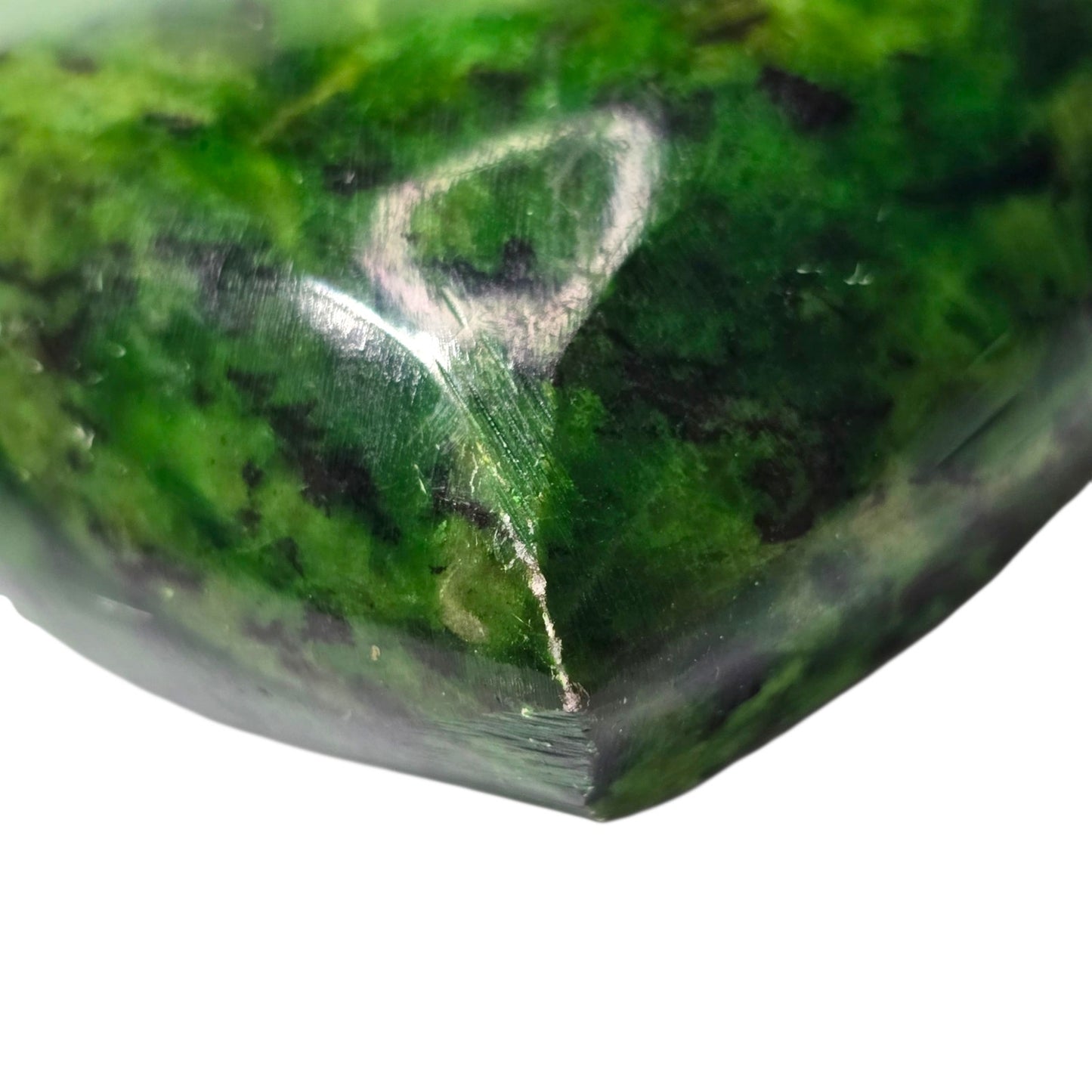 Carved Soapstone Heart Paperweight Green HOPE Etched Flower India Heavy 4"