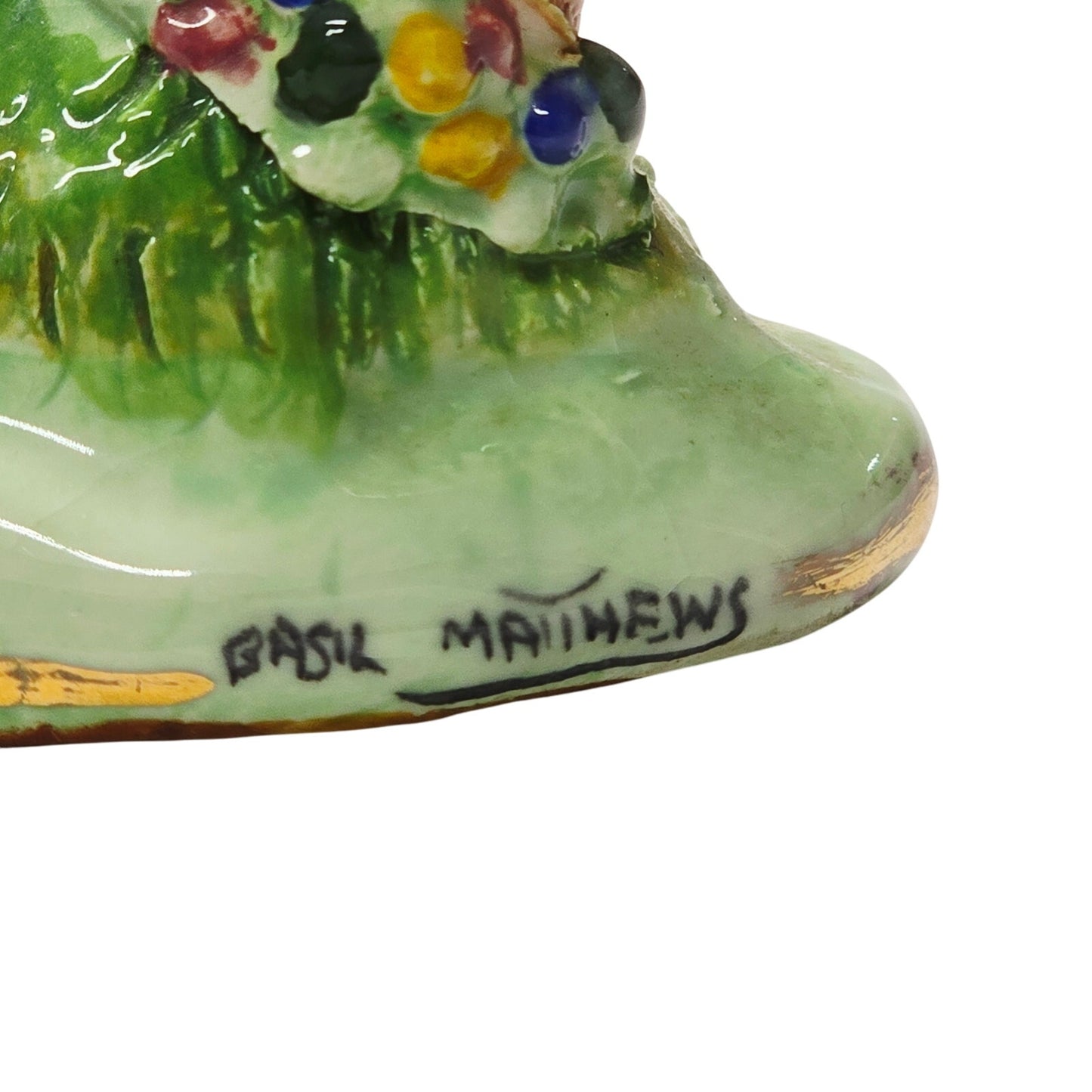 Basil Matthews Figurine Frogs on Mushrooms Vtg Studio Sculpture England Signed