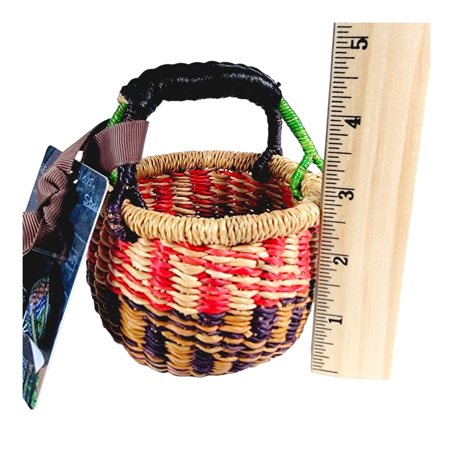 Hand Made Miniature Blessing Basket, Colorful Basket Made in Ghana