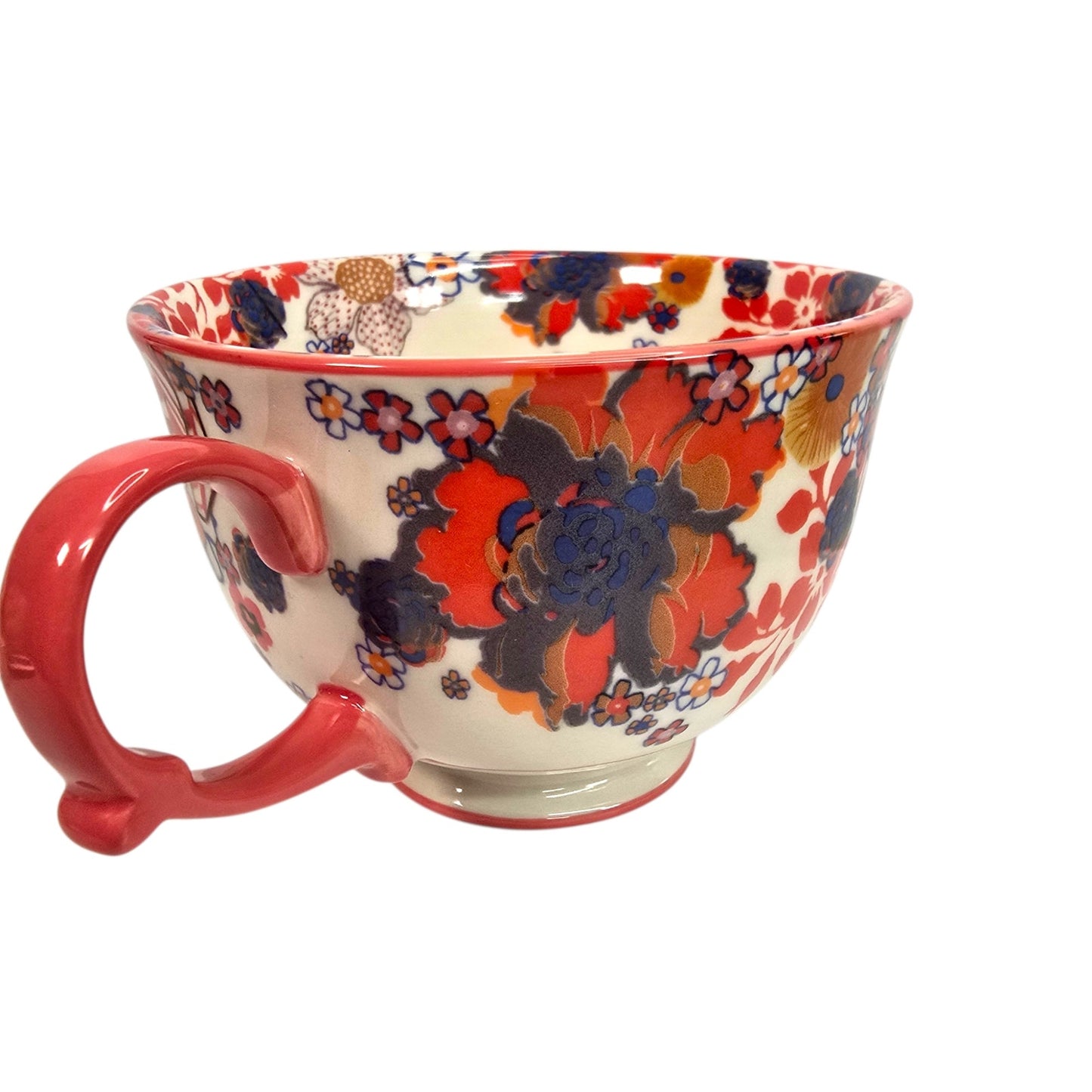 Anthropologie Teatime Monogram C Jumbo Tea Cup Coffee Mug Floral Ceramic Retired