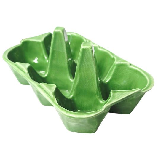 Anthropologie Biscuit Ceramic 6-Cup Egg Crate Green Farmhouse Egg Holder