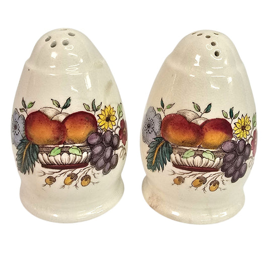 Spode England Reynolds Fruit Salt Pepper Shakers Vtg 1972 MME Gilder Mark FLAW