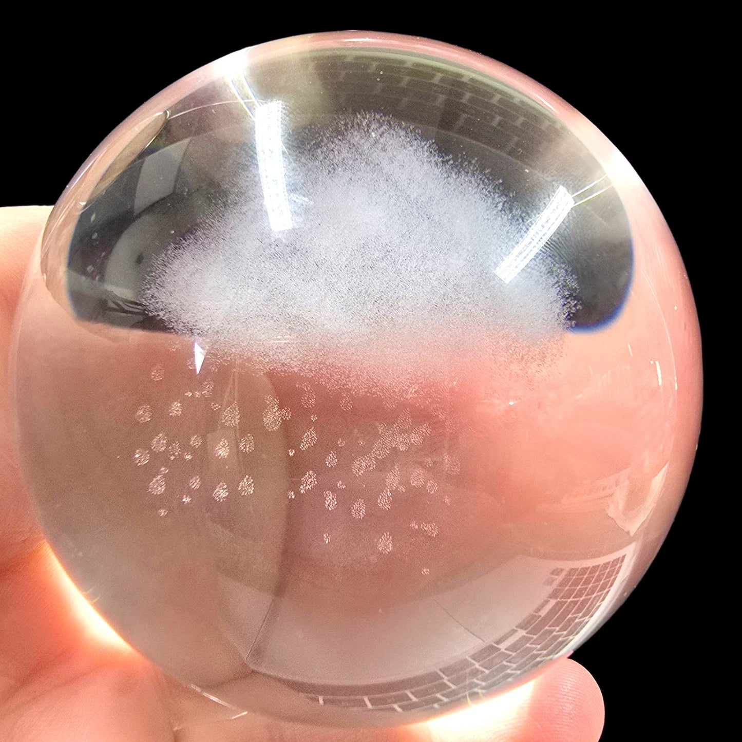 (Reserved for Customer) Lot of 4 Art Glass Orbs Raincloud, Dog, Earth, Solar System + Glass Habitat Base