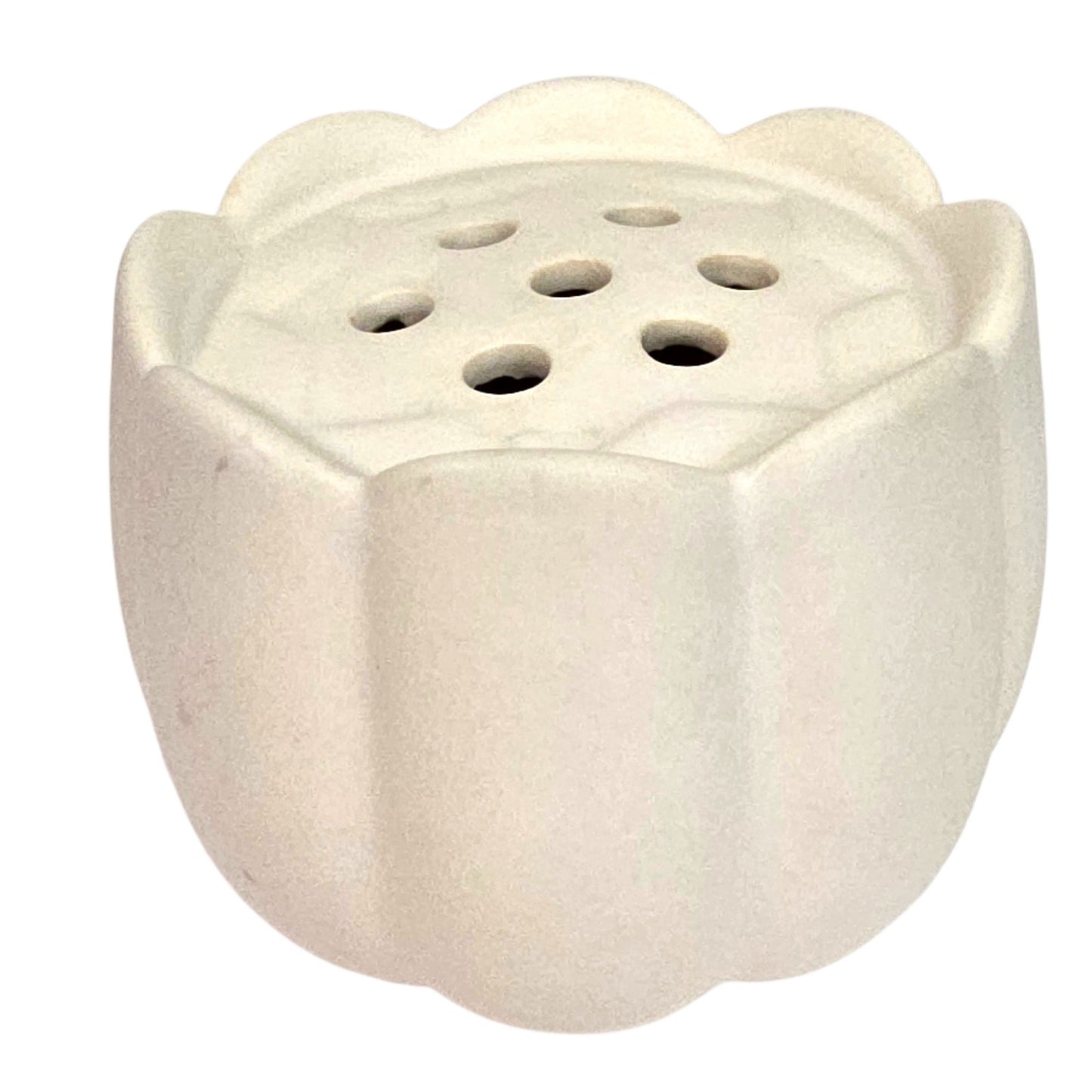 The Floral Society Ceramic Flower Frog Vase Matte White Scalloped Flower 3.5"