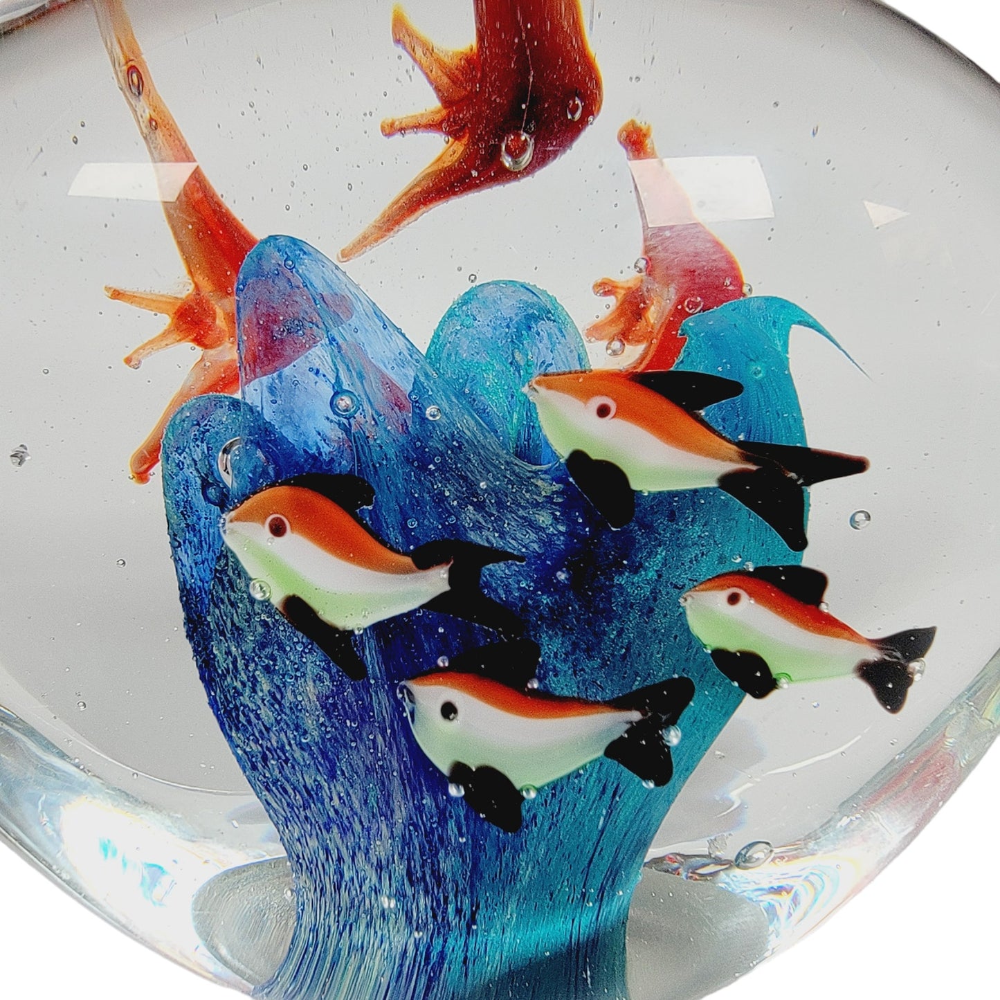 Hand Blown Fish Aquarium Paperweight, Art Glass Fish Aquarium Murano Style Fish