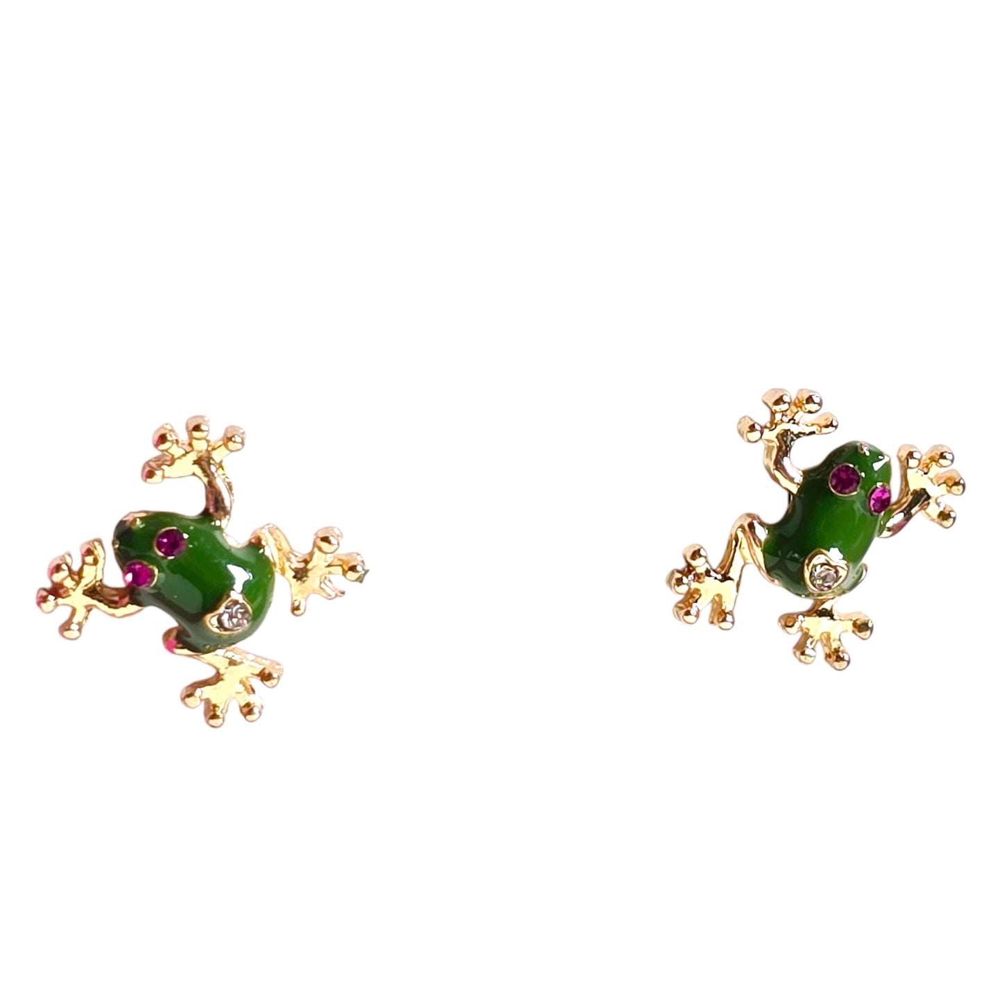 Betsey Johnson Gold Tone Sparkly Frog Stud Earrings, New in Box