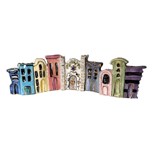 Blue Sky Clayworks Ceramic Menorah Village Figure Heather Goldmine