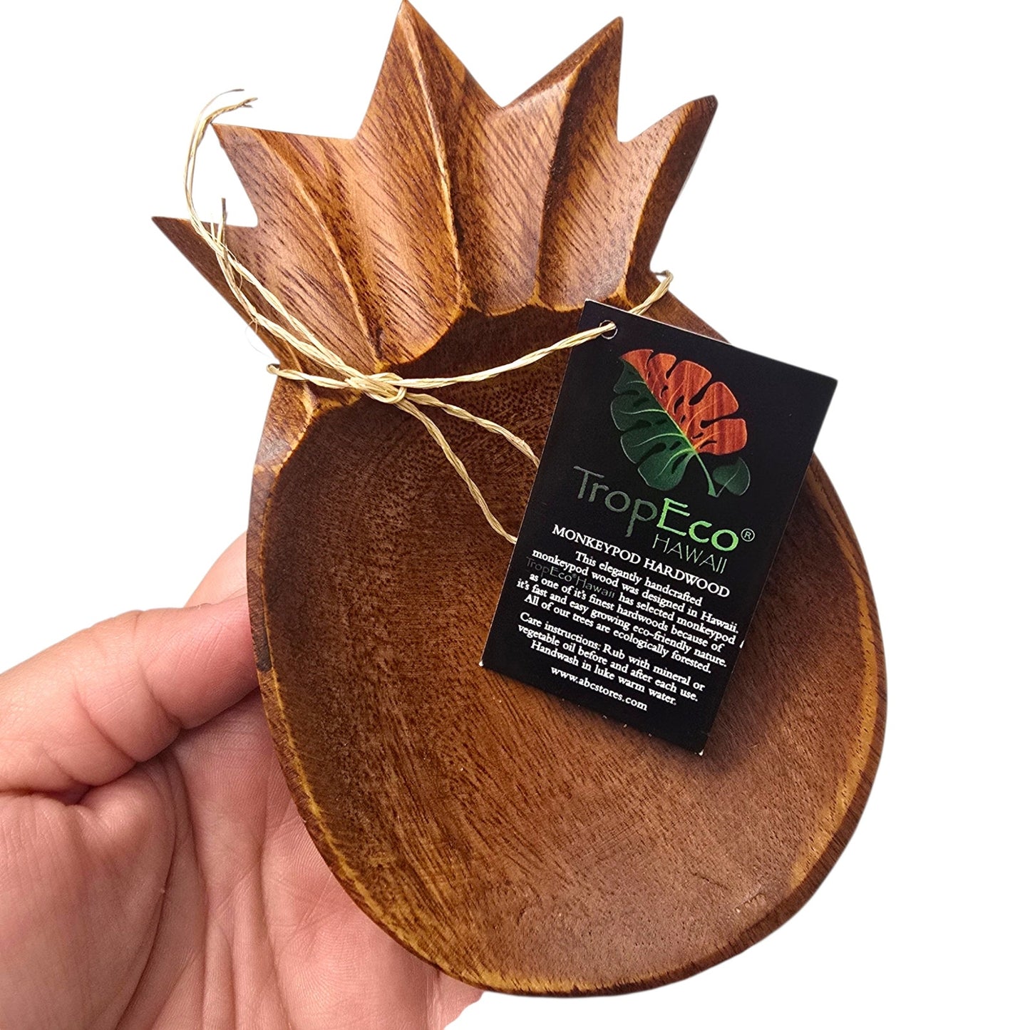 TropEco Hawaii Monkeypod Pineapple Trinket Dish NWT Wood Catch-all Tiki Rustic