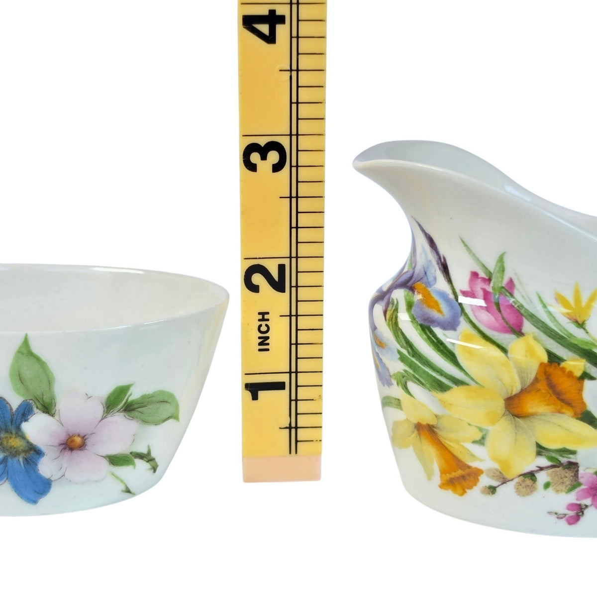 Vintage St George England Creamer & Sugar Bowl Fine Bone China Floral