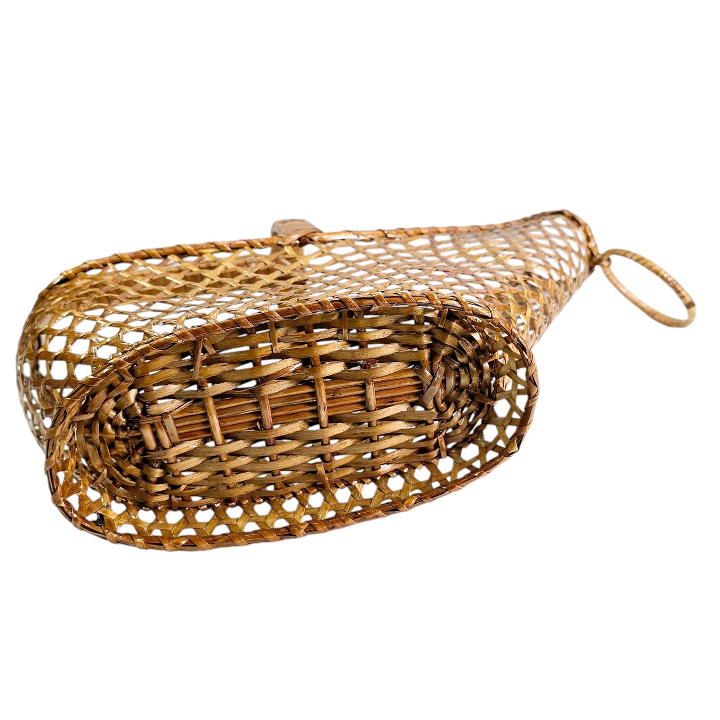 MCM Boho Chic Wicker Wine Basket with Handle, Wine Pouring Basket