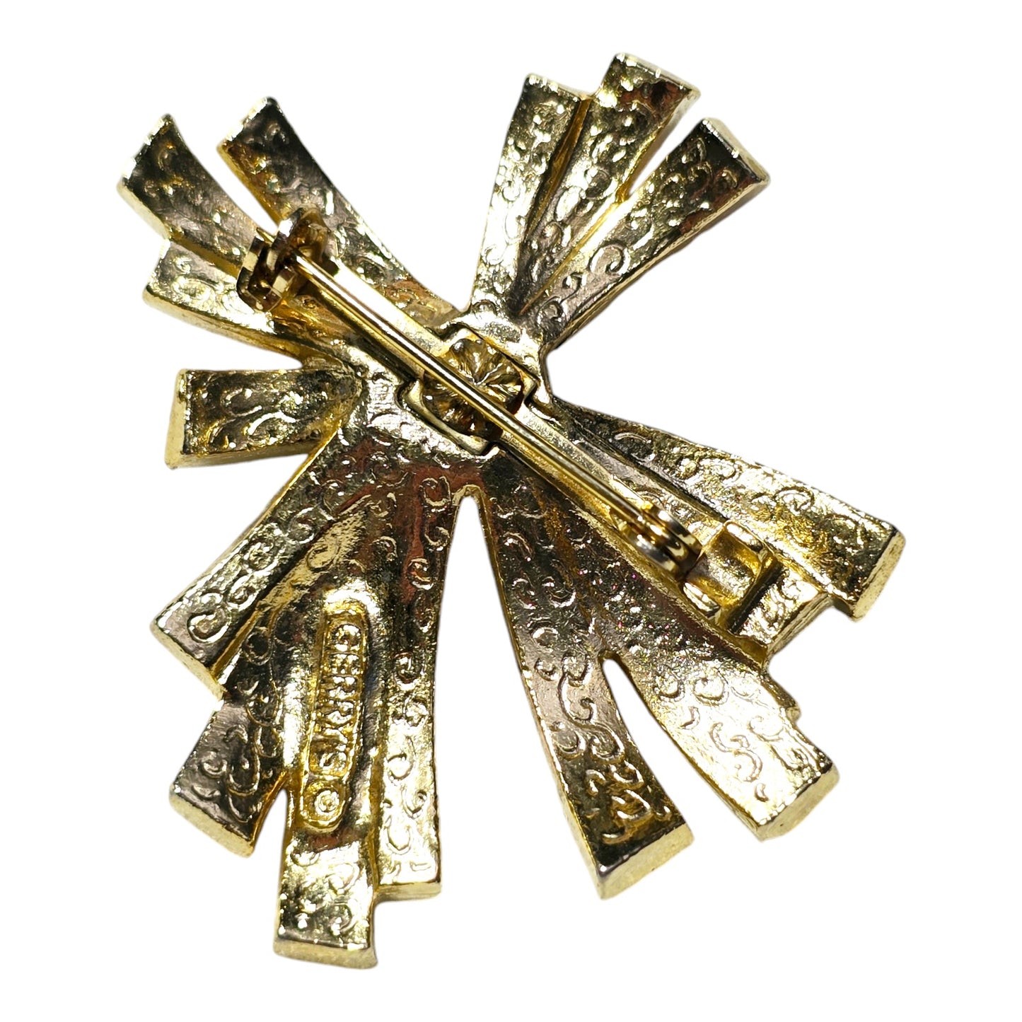 Vintage Golden Ribbon Brooch By Gerry