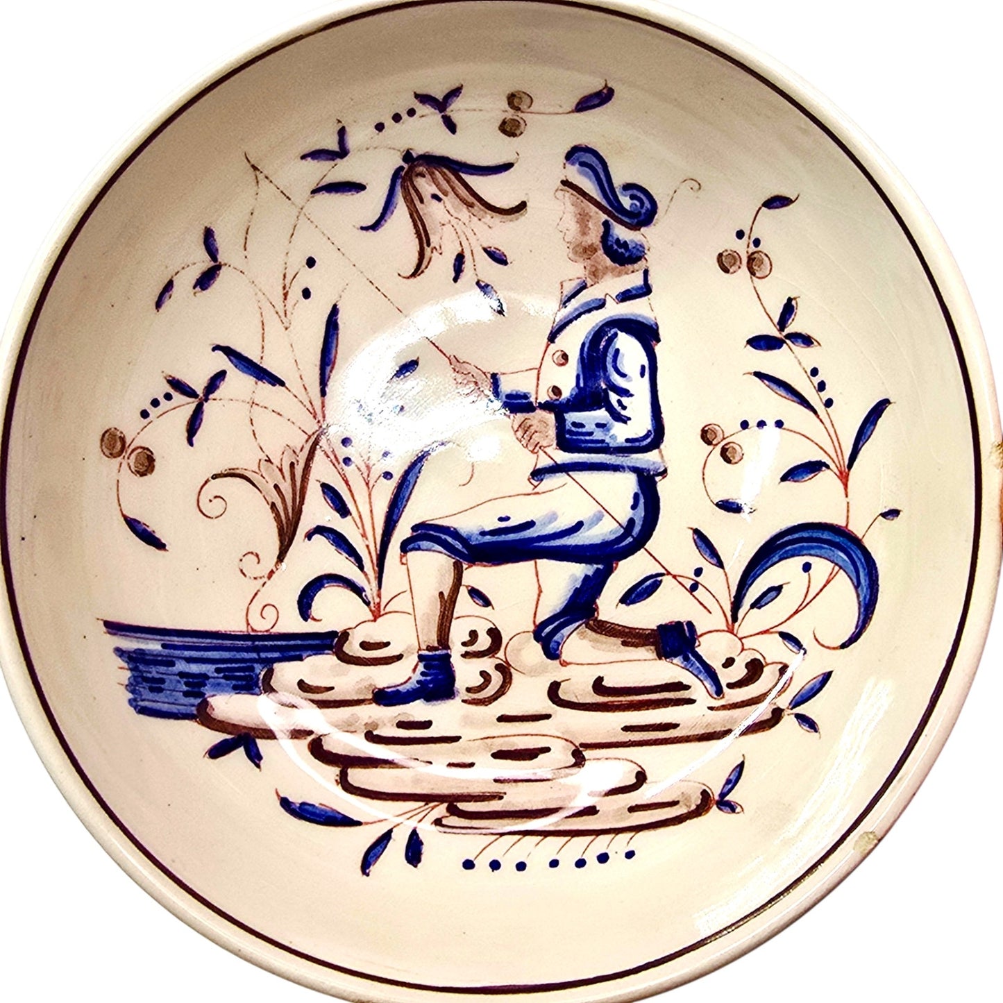 Outeiro Agueda Portugal Double Handle Bowl Hand Painted Folk Art Irene 527 Read