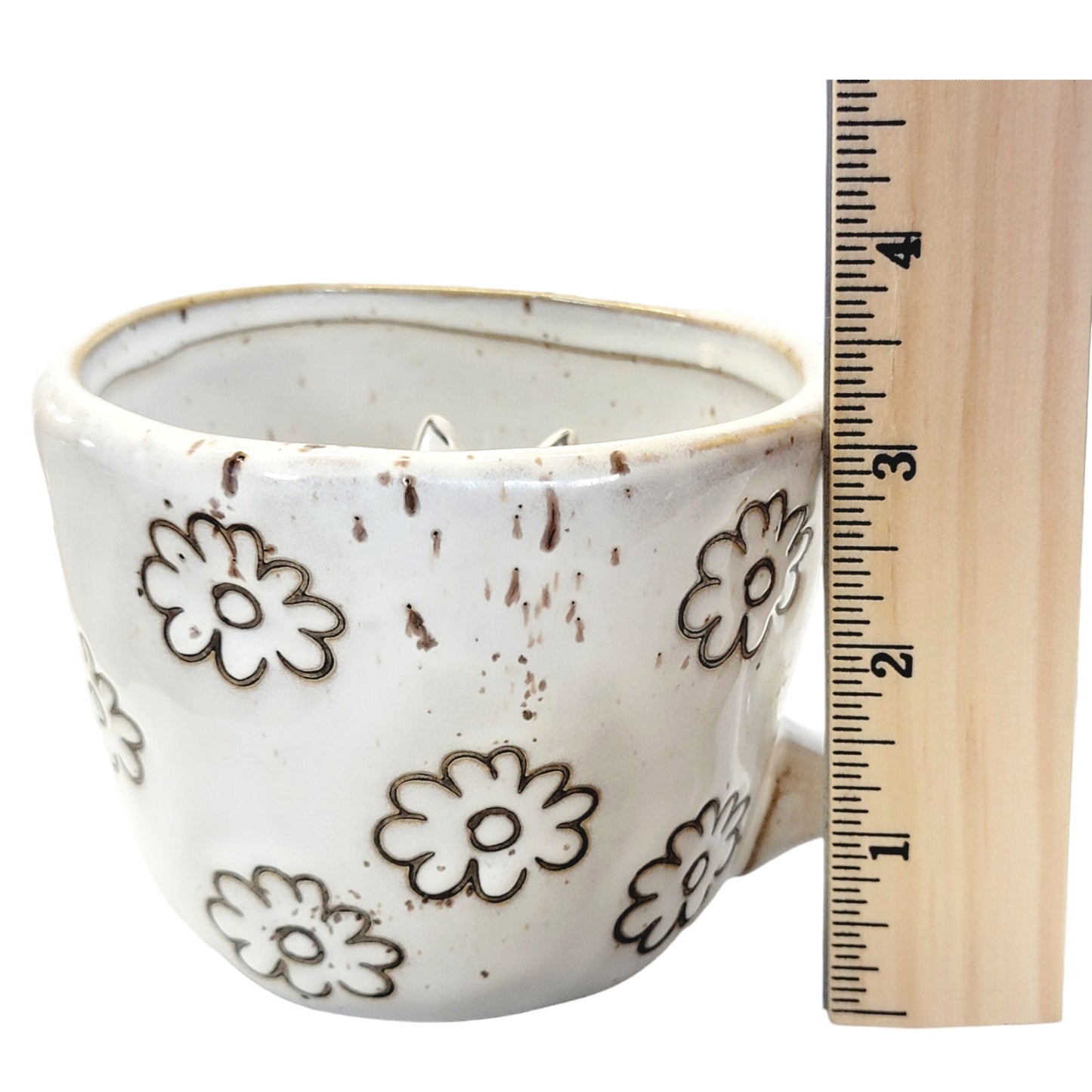 Urban Outfitters Peekaboo Dog Mug Ceramic Floral Flowers Coffee Tea Stoneware