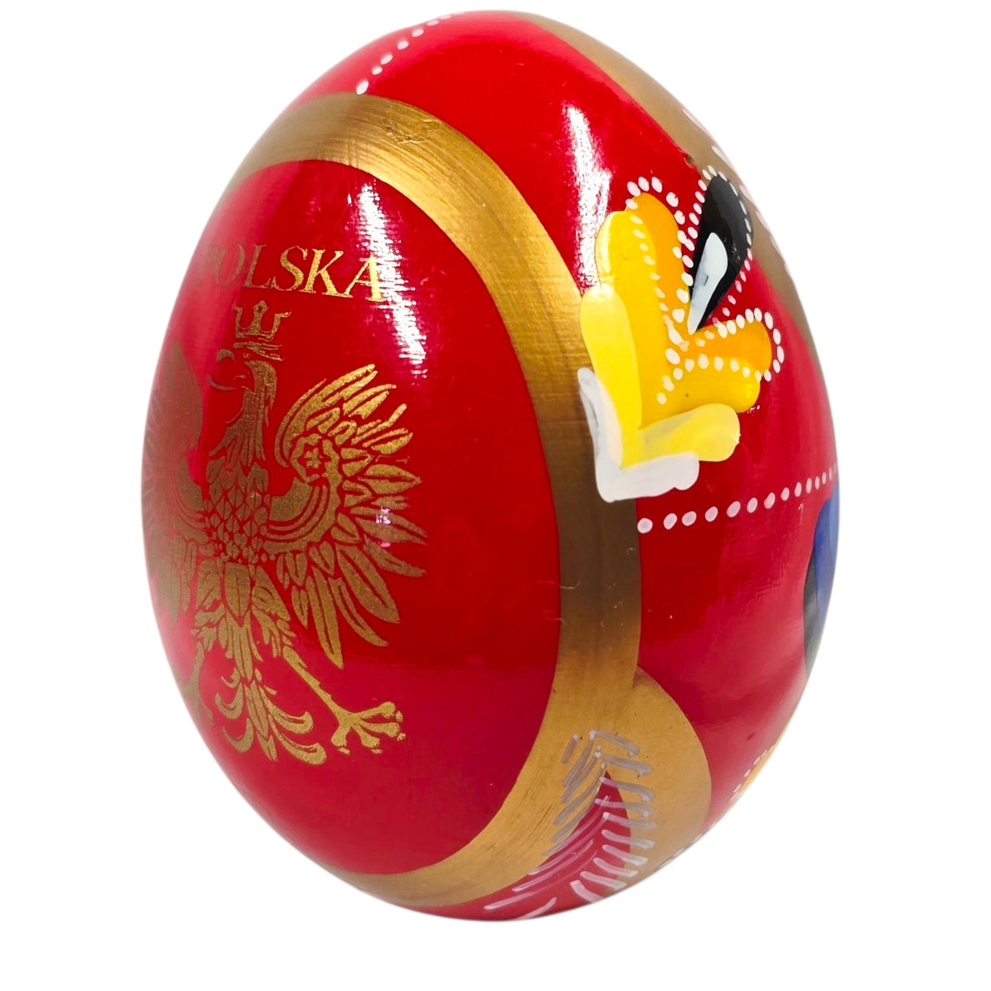 Set of 2 Polish Arteggs Hand Painted Easter Eggs Polish White Eagle Floral Folk