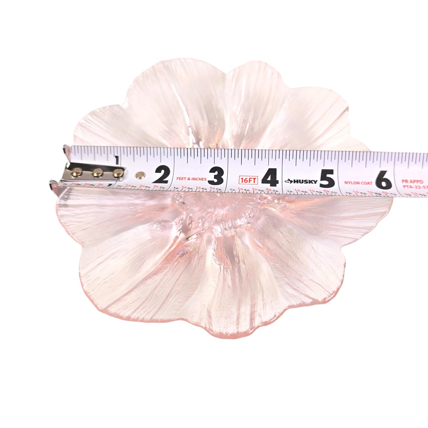 Set of 2 Light Pink Glass Flower Dishes