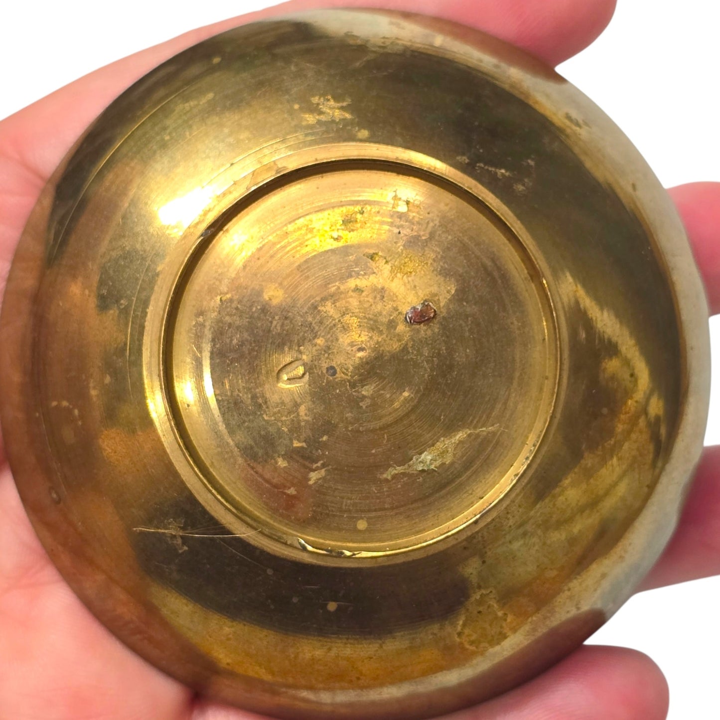 Vintage Brass Menorah Bowl Miniature Enamel Judaica Trinket Dish Israel