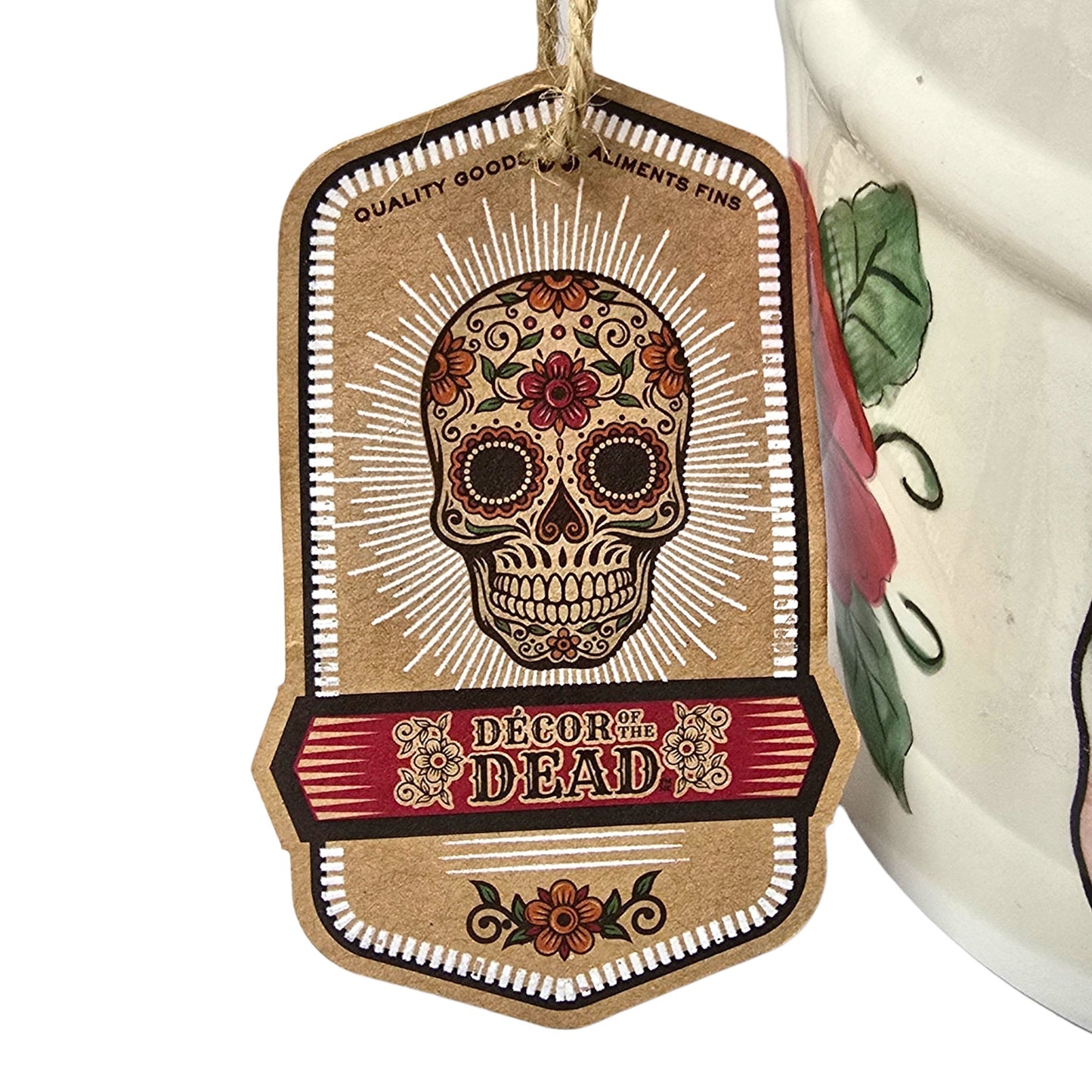 Maxcera Decor of the Dead Sugar Skull Ceramic Bucket Halloween Dia de los Muertos