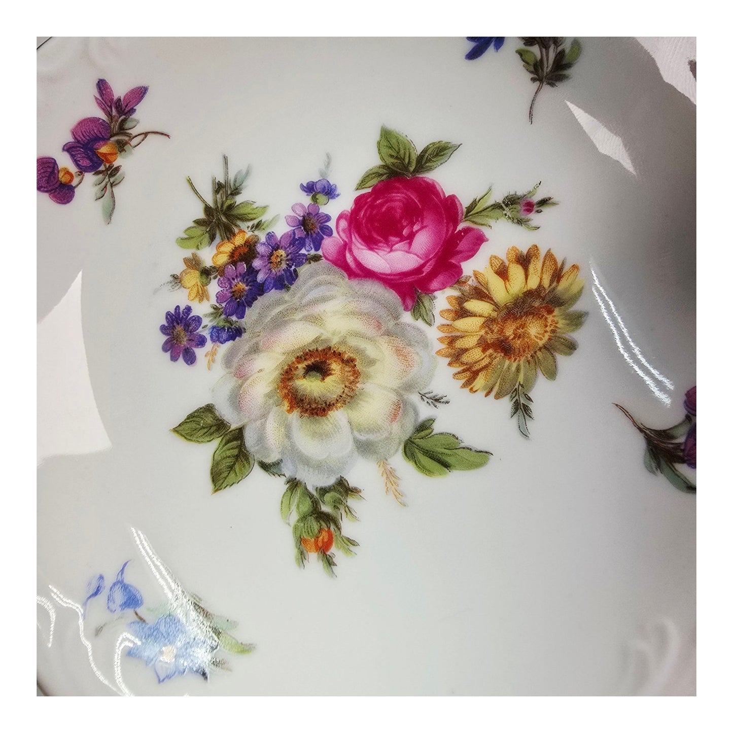 Vtg Mitterteich Bavaria "Meissen Floral" Germany Desert Fruit Bowl Trinket Dish
