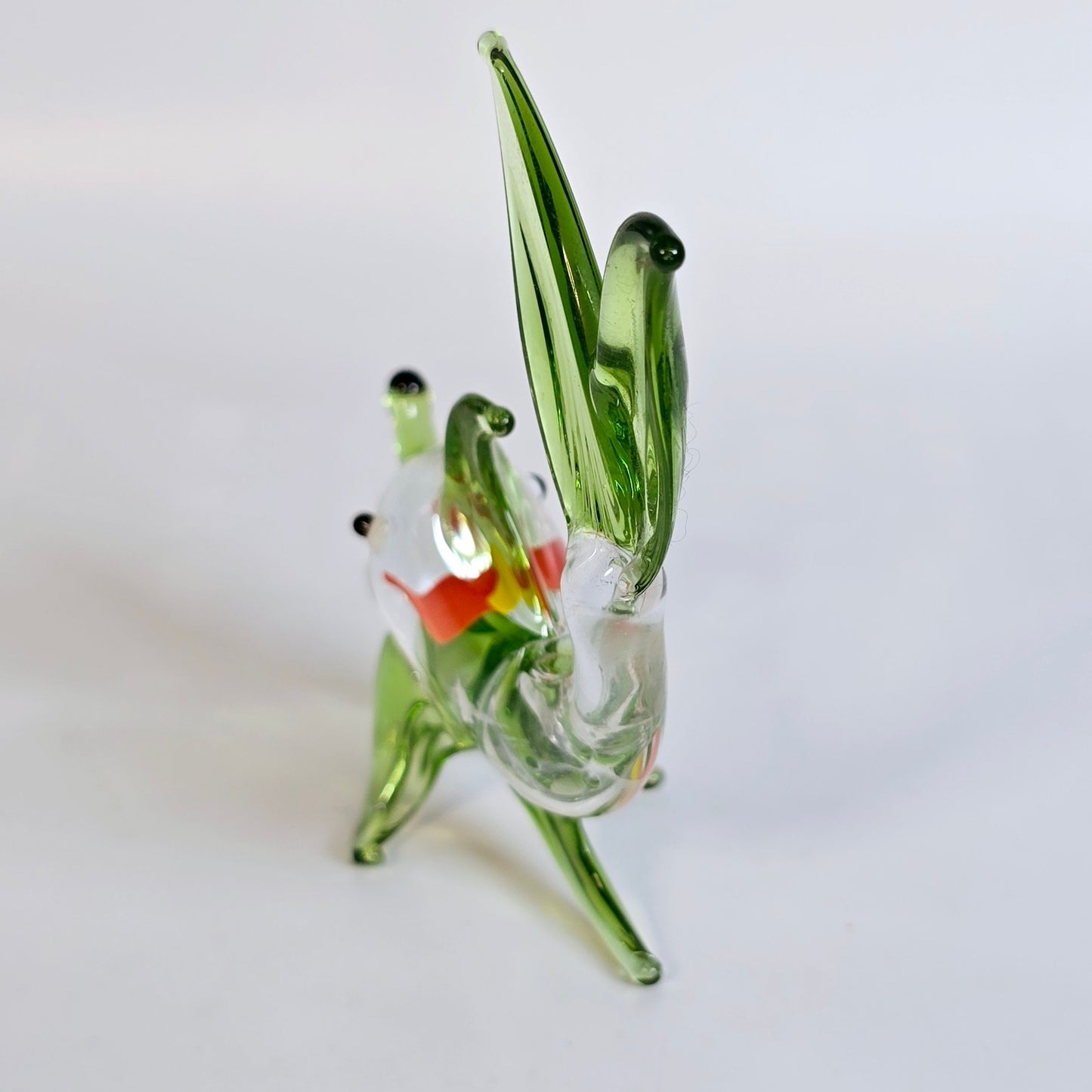 Handblown Art Glass Fish, Green, Yellow, Orange Stretch Glass Fish