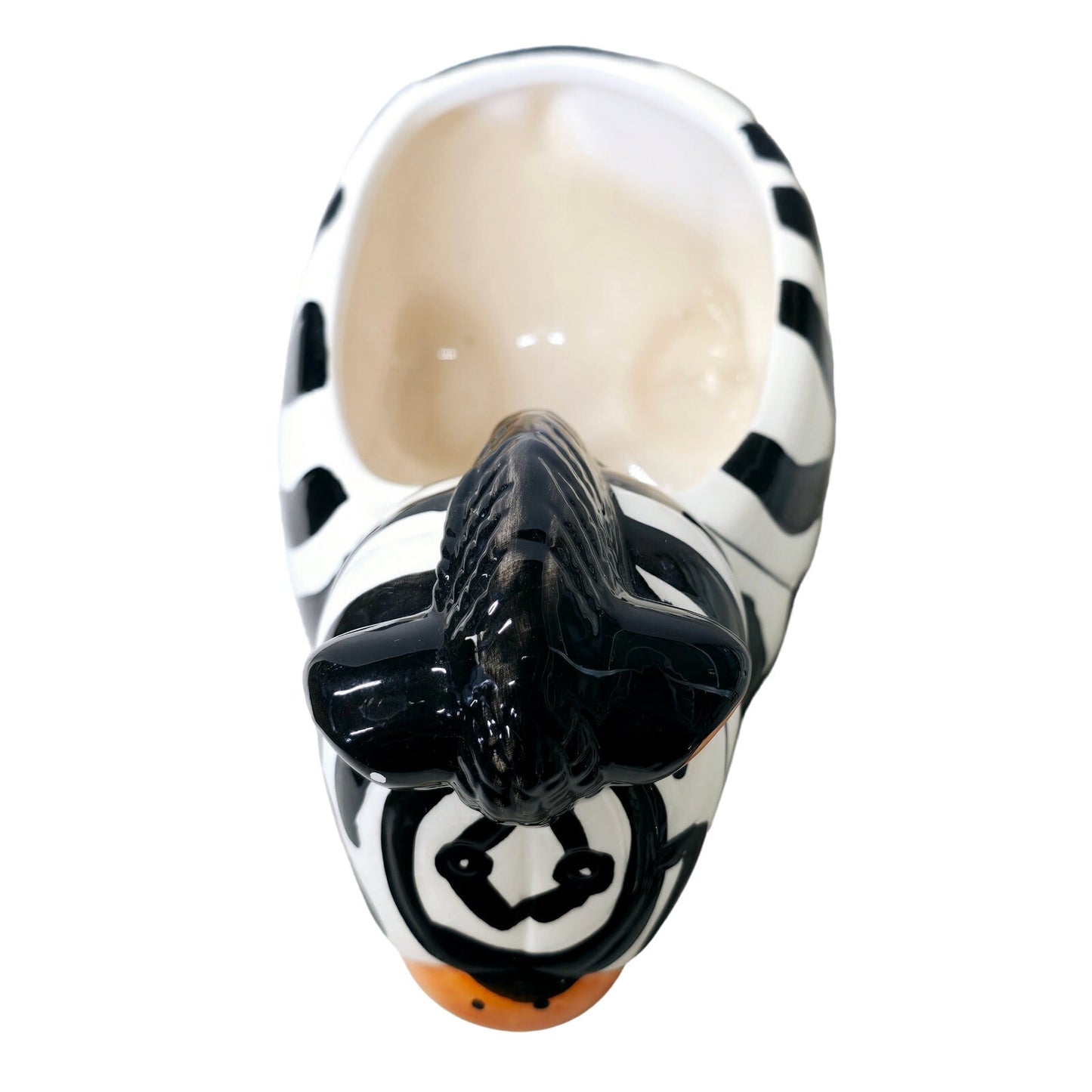 Fun Whimsical Ceramic Zebra Planter, Crazed