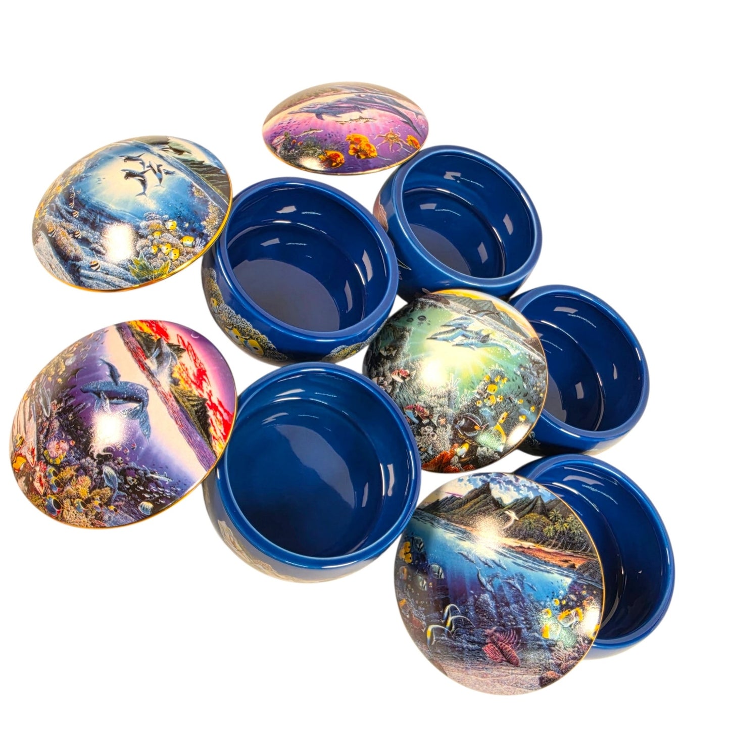 Lot 5 Danbury Mint Robert Lynn Nelson Tropical Wonderland Music Trinket Boxes