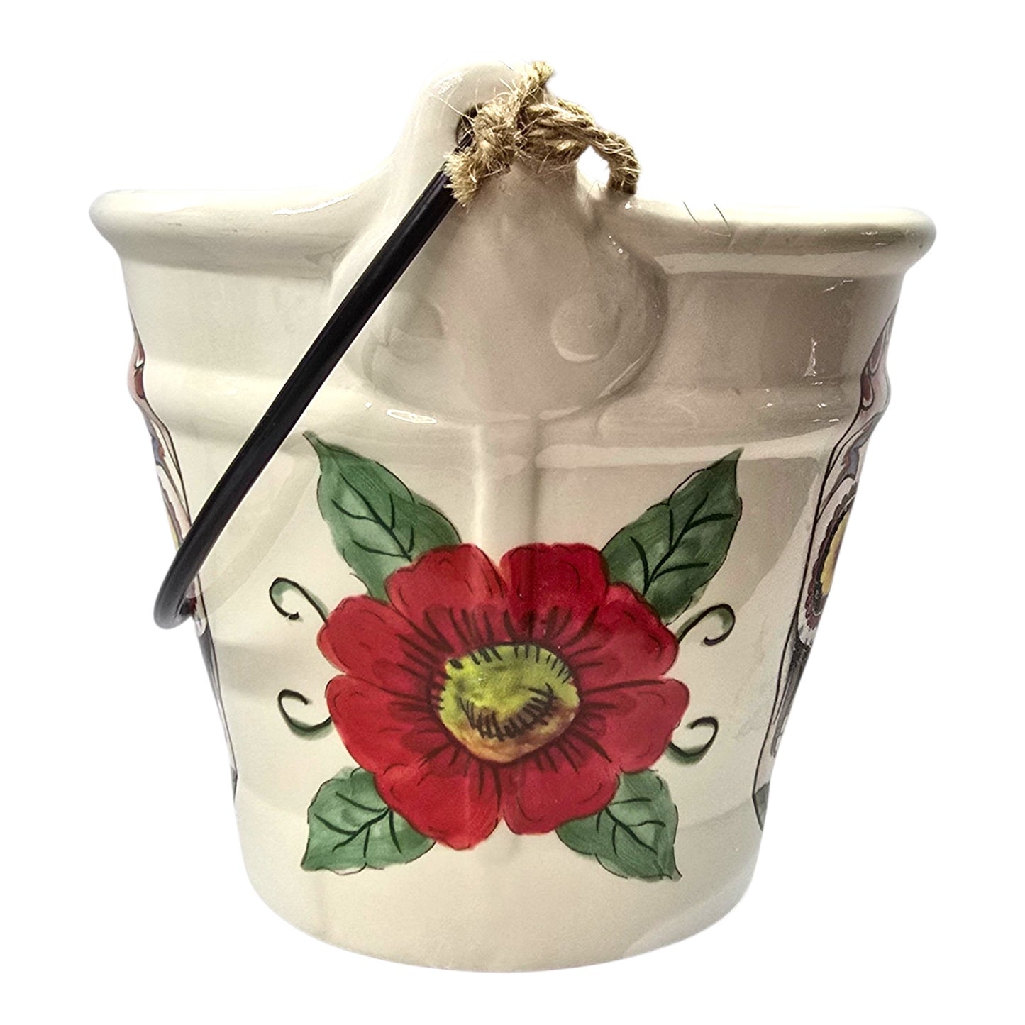 Maxcera Decor of the Dead Sugar Skull Ceramic Bucket Halloween Dia de los Muertos