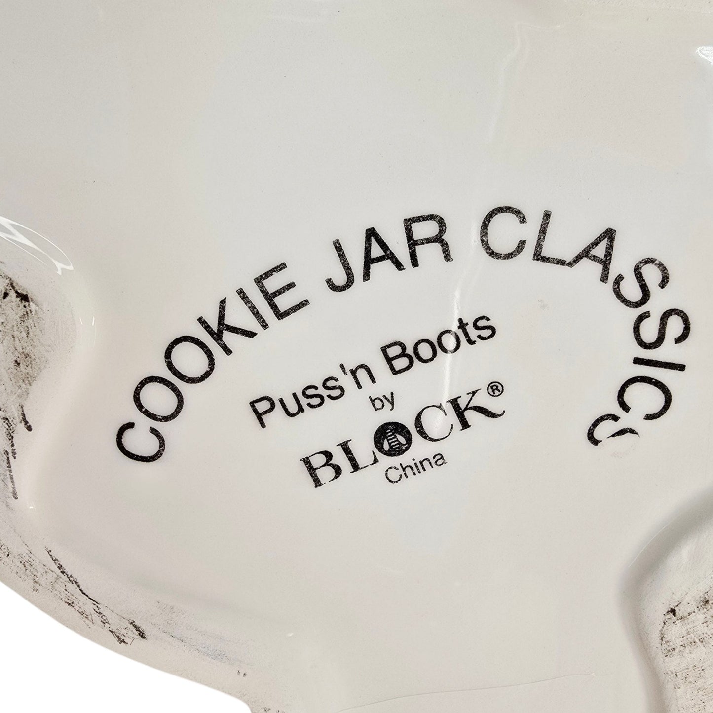 Block Puss 'n Boots Ceramic Cat Cookie Jar Floral Adorable Cat