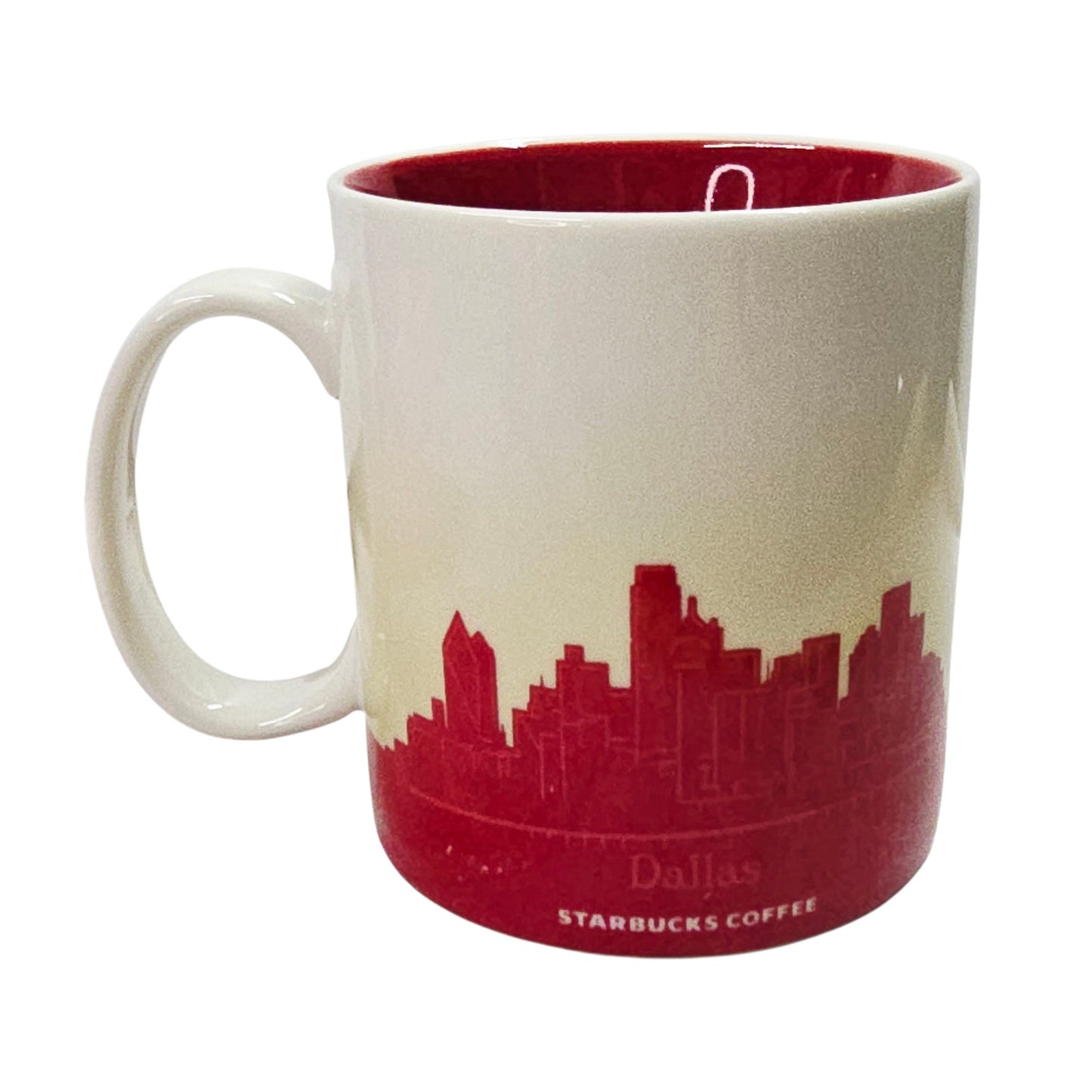 Starbucks Coffee Mug Dallas City Scene Trolley Red Interior 16 oz 2012