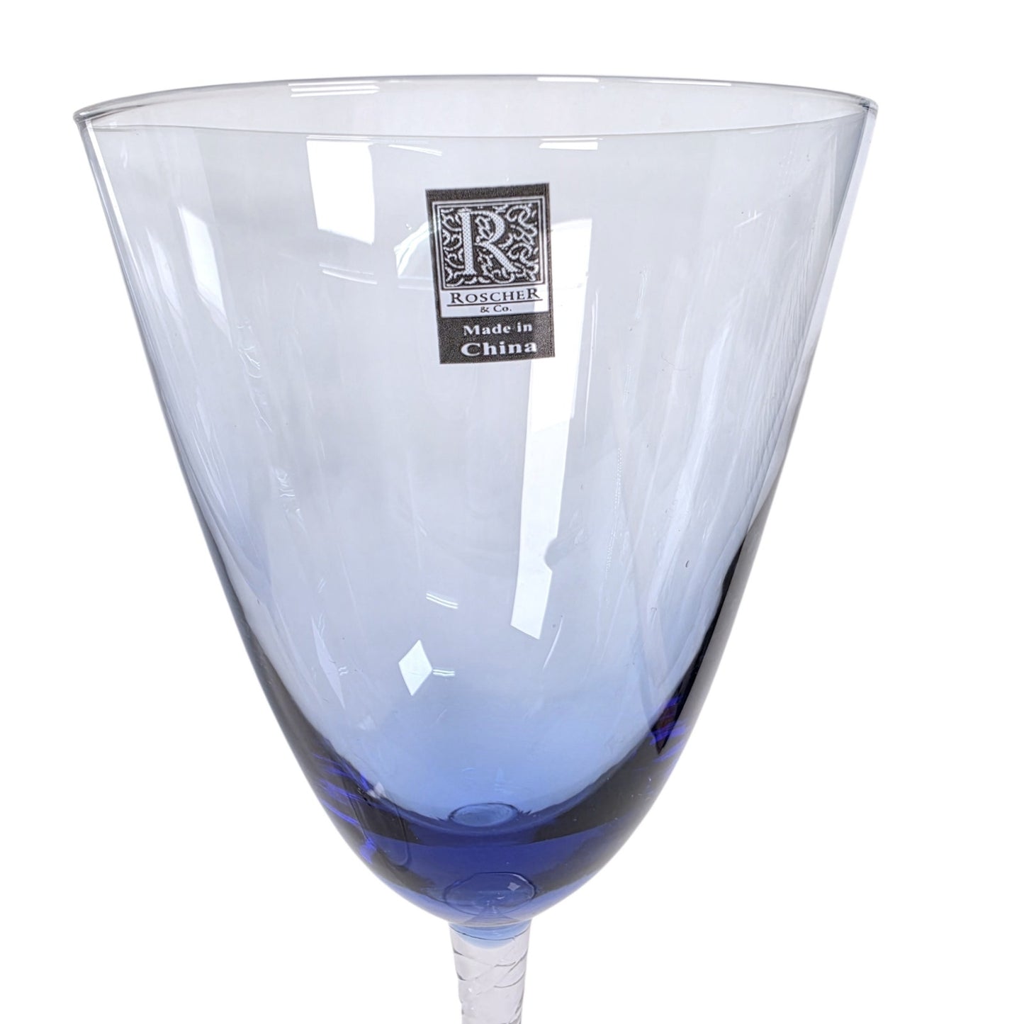 Roscher & Co Oversized Blue Stem Wine Glasses Goblets 20 oz