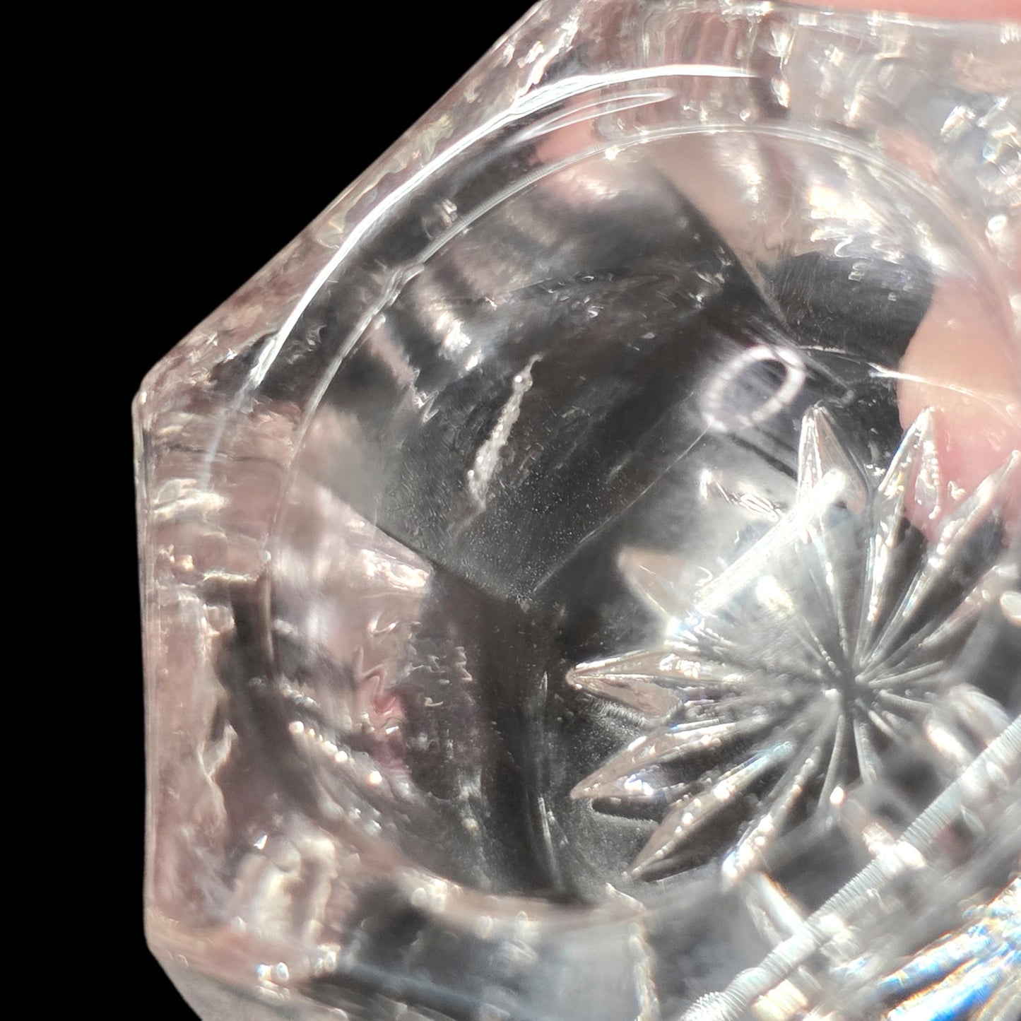 Vintage Clear Glass Salt Cellars Hexagonal Glows Under UV Blacklight Uranium