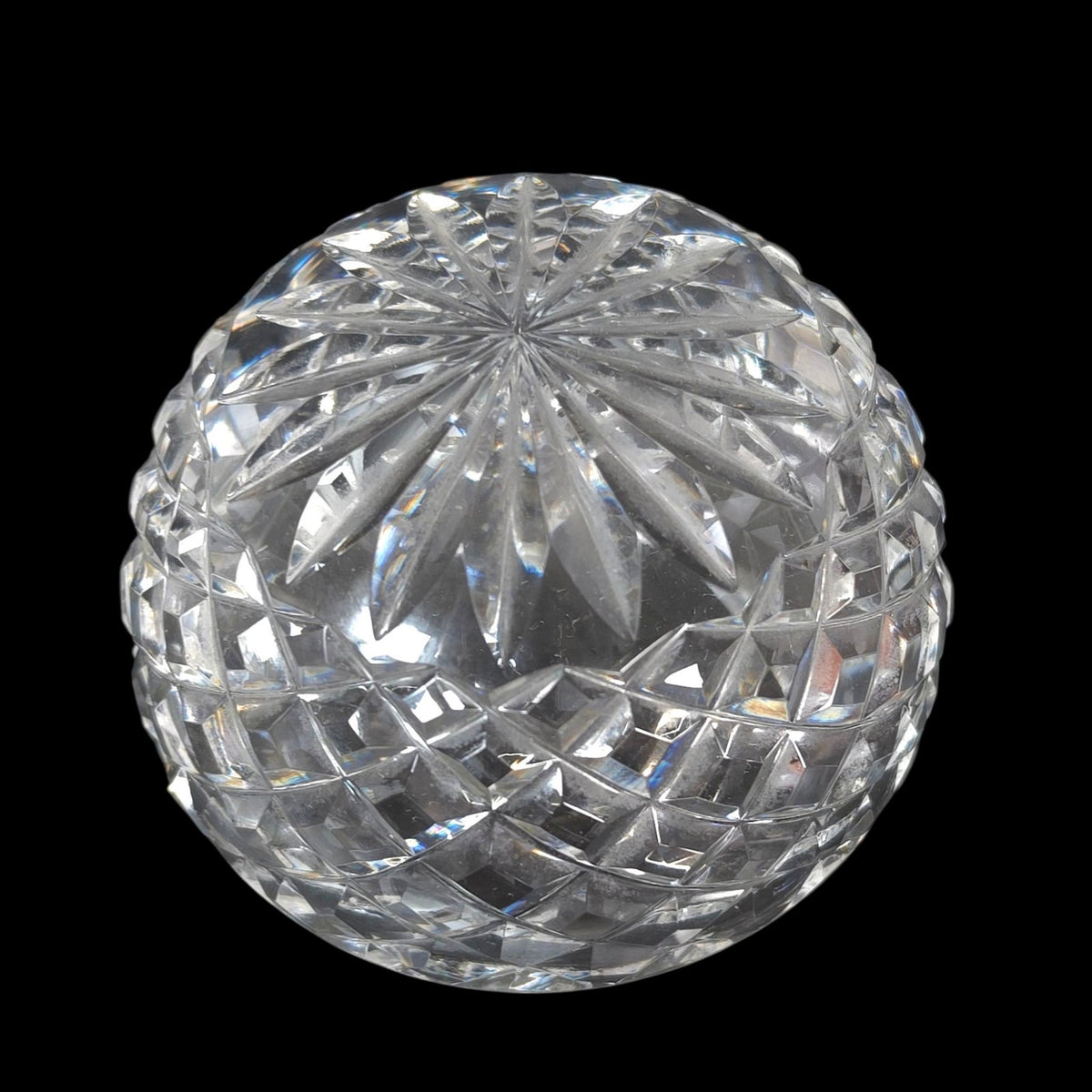 Waterford Crystal Hollow Dome Paperweight Diamond Cut Starburst Signed