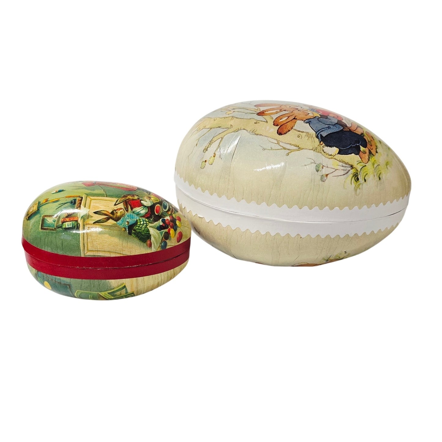 (Saved for Customer) Vintage German Paper Mache Easter Egg Lot (2) Nestler & Echt Erzgebirge