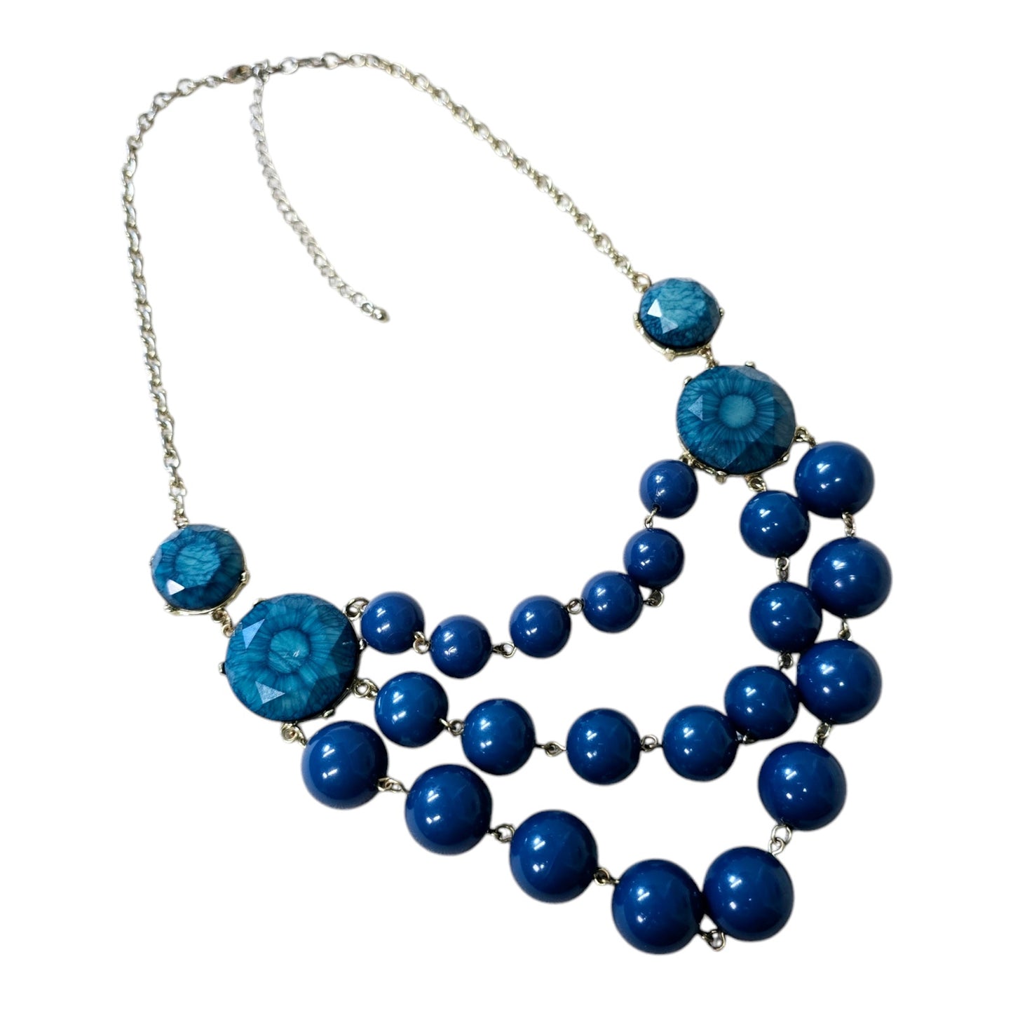 Gorgeous Multi-Stranded Blue Bead Statement Necklace