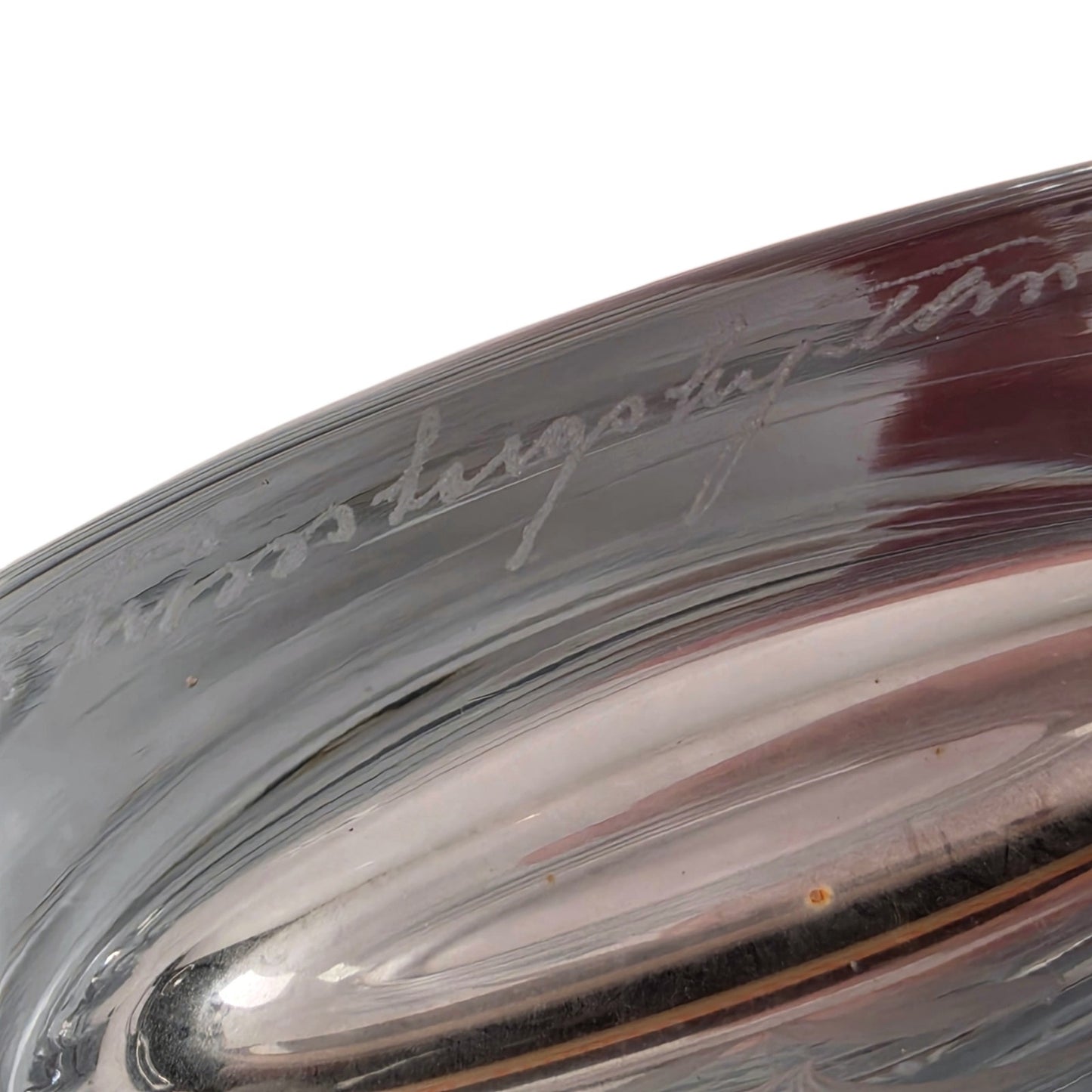 Strombergshyttan Signed Crystal Vase Vtg Swedish Art Glass Lily of Valley AS IS