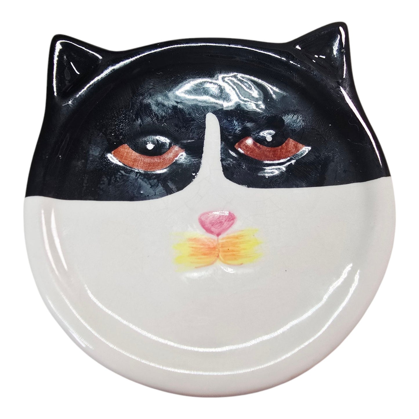 Vintage Y2K Bandwagon Cat Face Ceramic Drink Coasters - Set of 6 AS IS