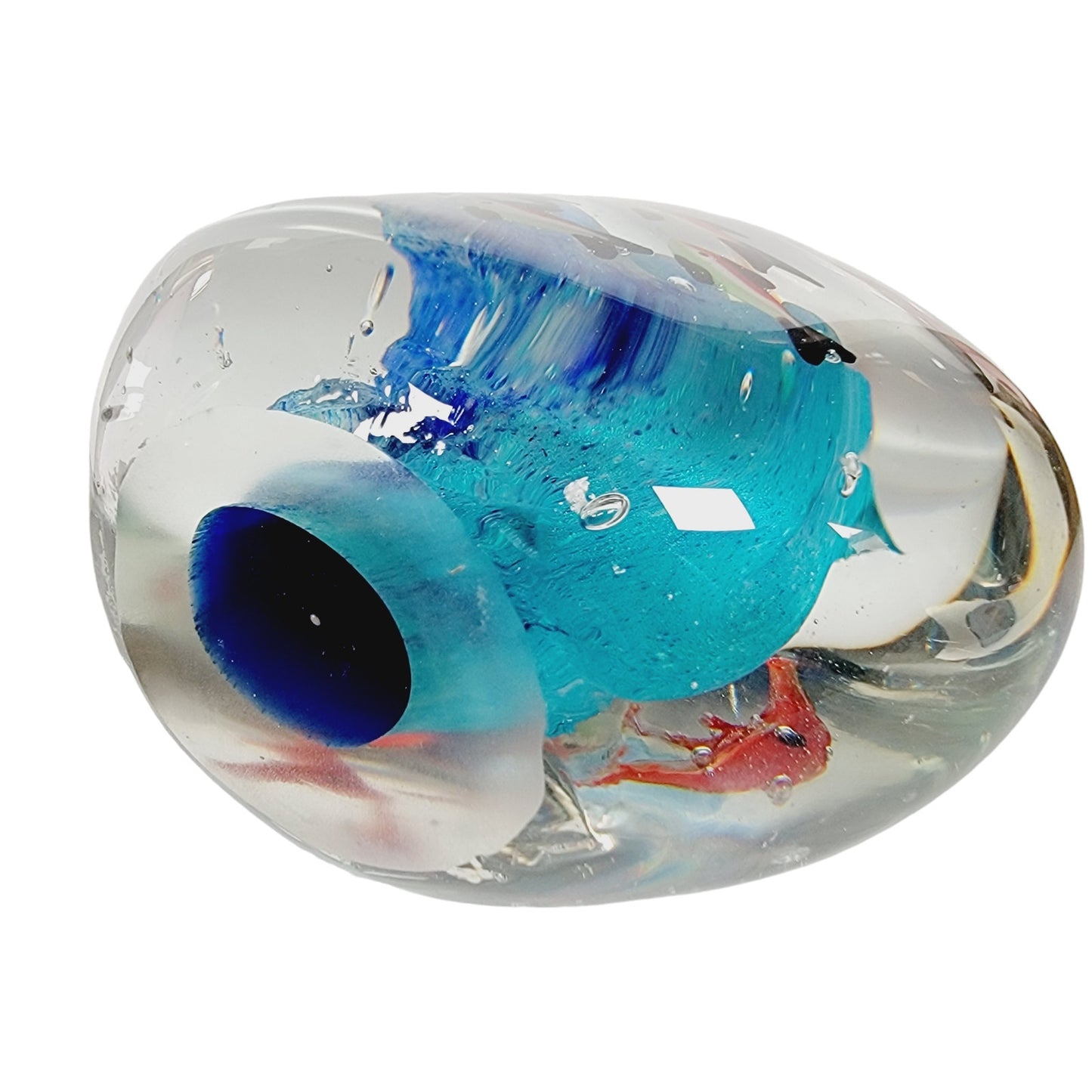 Hand Blown Fish Aquarium Paperweight, Art Glass Fish Aquarium Murano Style Fish