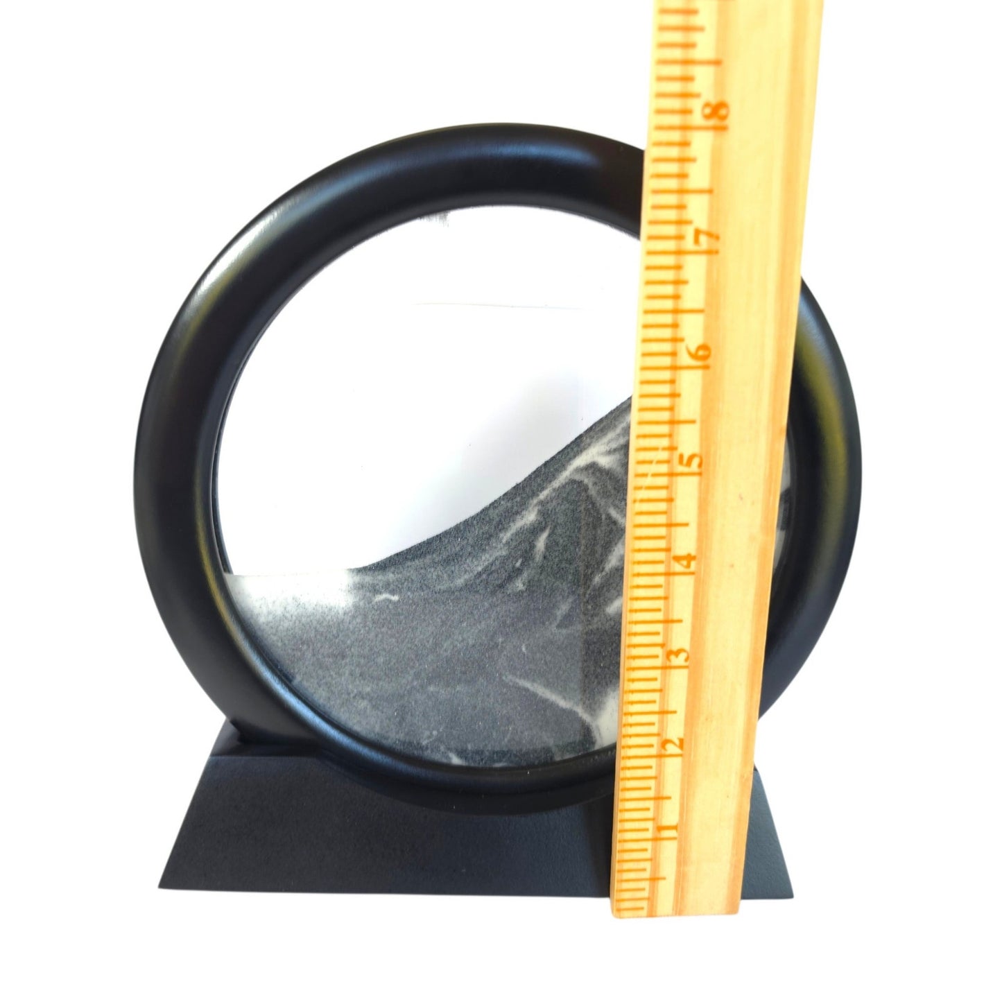 Dynamic Moving Sand Art Liquid Motion Glass Circle Tabletop Decor with Stand 360