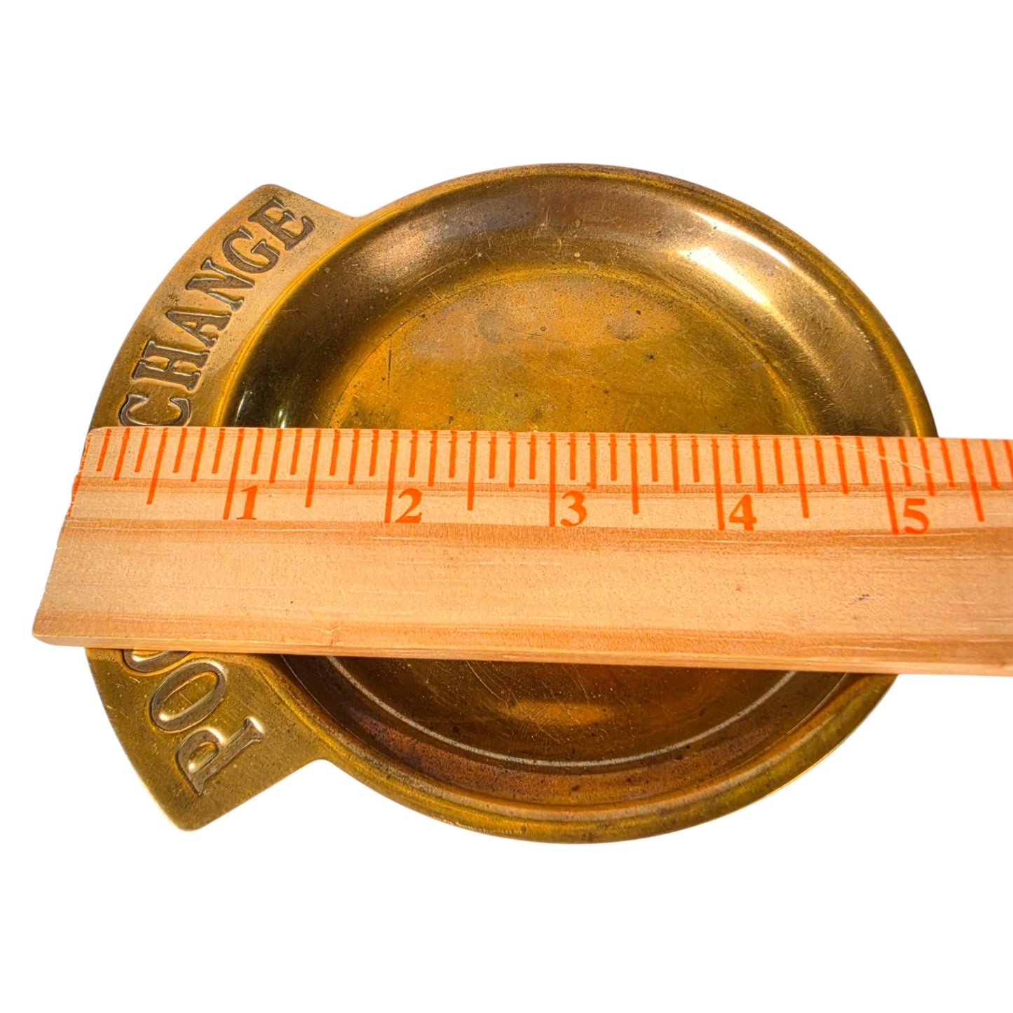 Vintage Brass "Pocket Change" Catch-All Coin Dish with Red Felt Lining