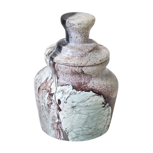 * Small Decorative Marble Jar with Lid, Lidded Solid Marble Jar Trinket
