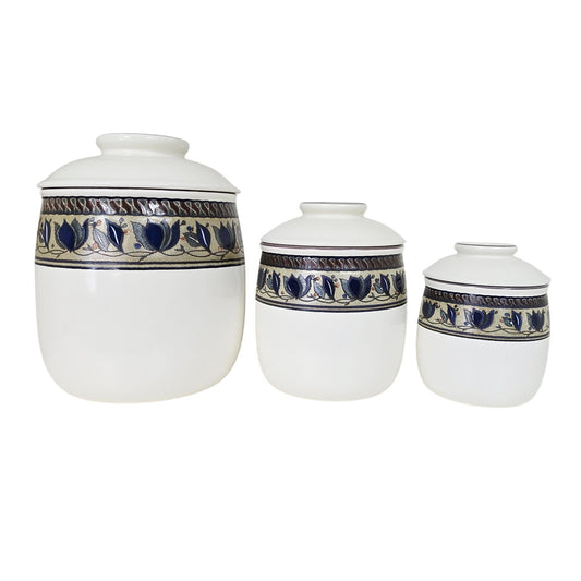 Mikasa Arabella Intaglio Canister Set with Lids - CAC01 Malaysia Stoneware