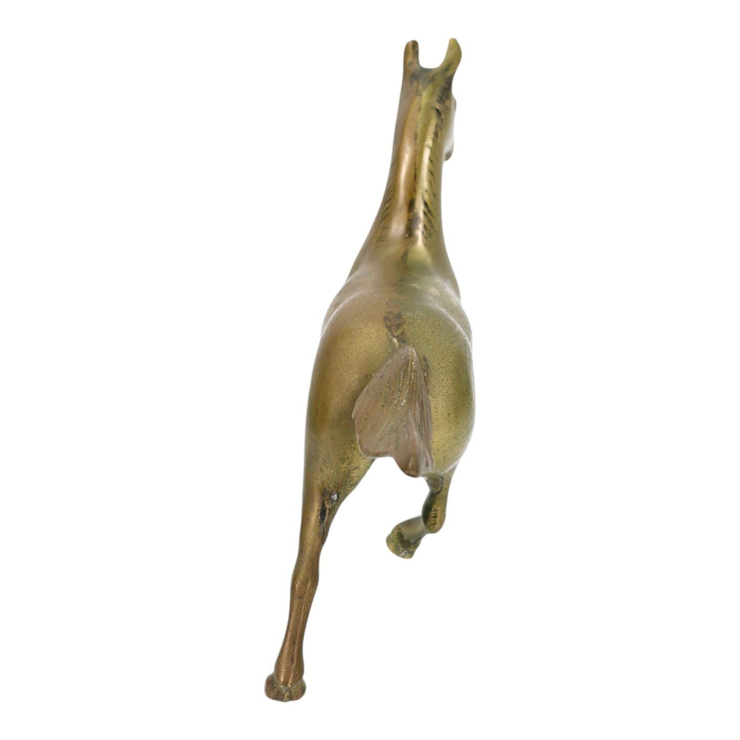 Vintage Brass Horse, Prancing Brass Horse Figurine, Patina, Anatomical, 5.25" H