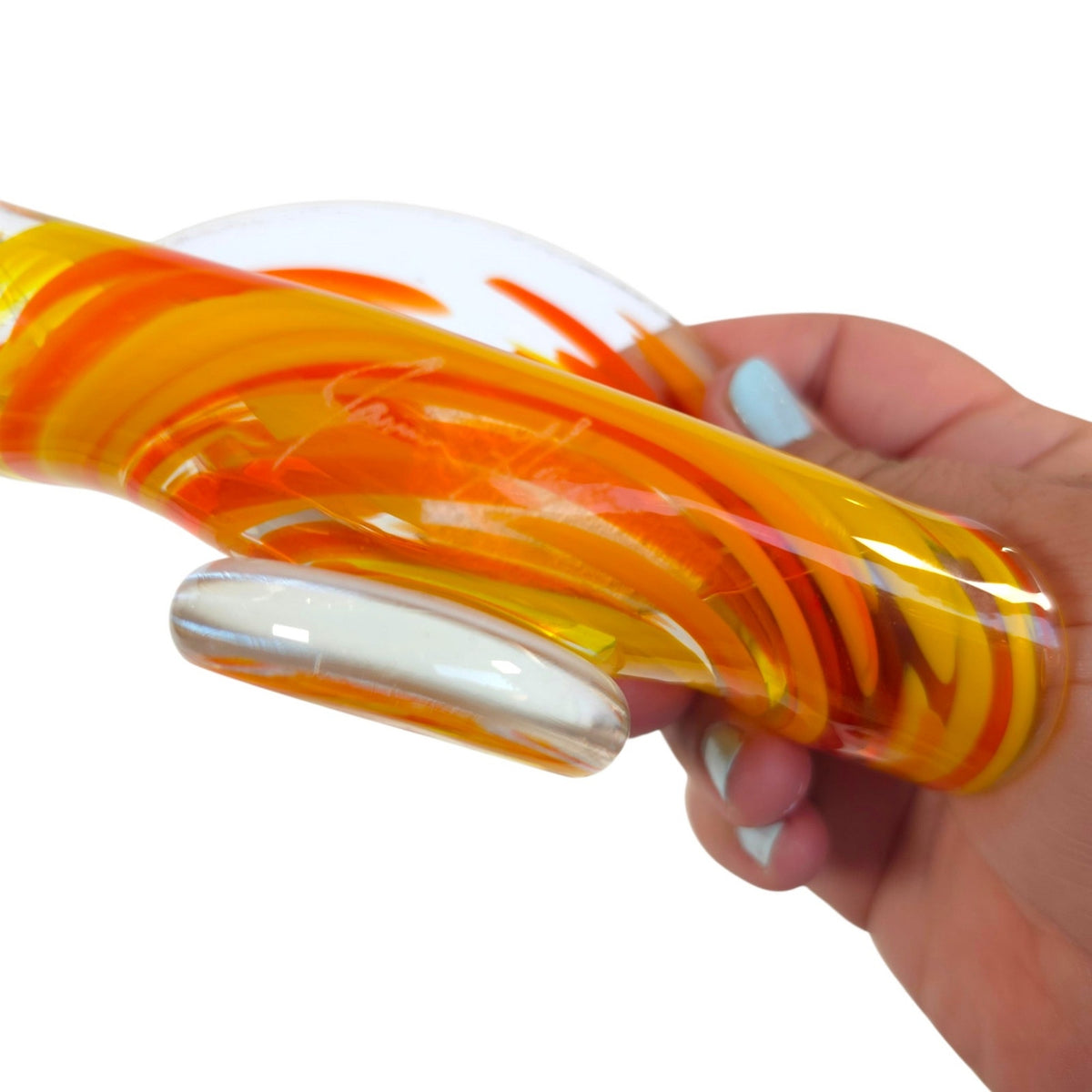 Signed James Hayes Art Glass Business Card Holder Hand Colorful Blown Desk Decor