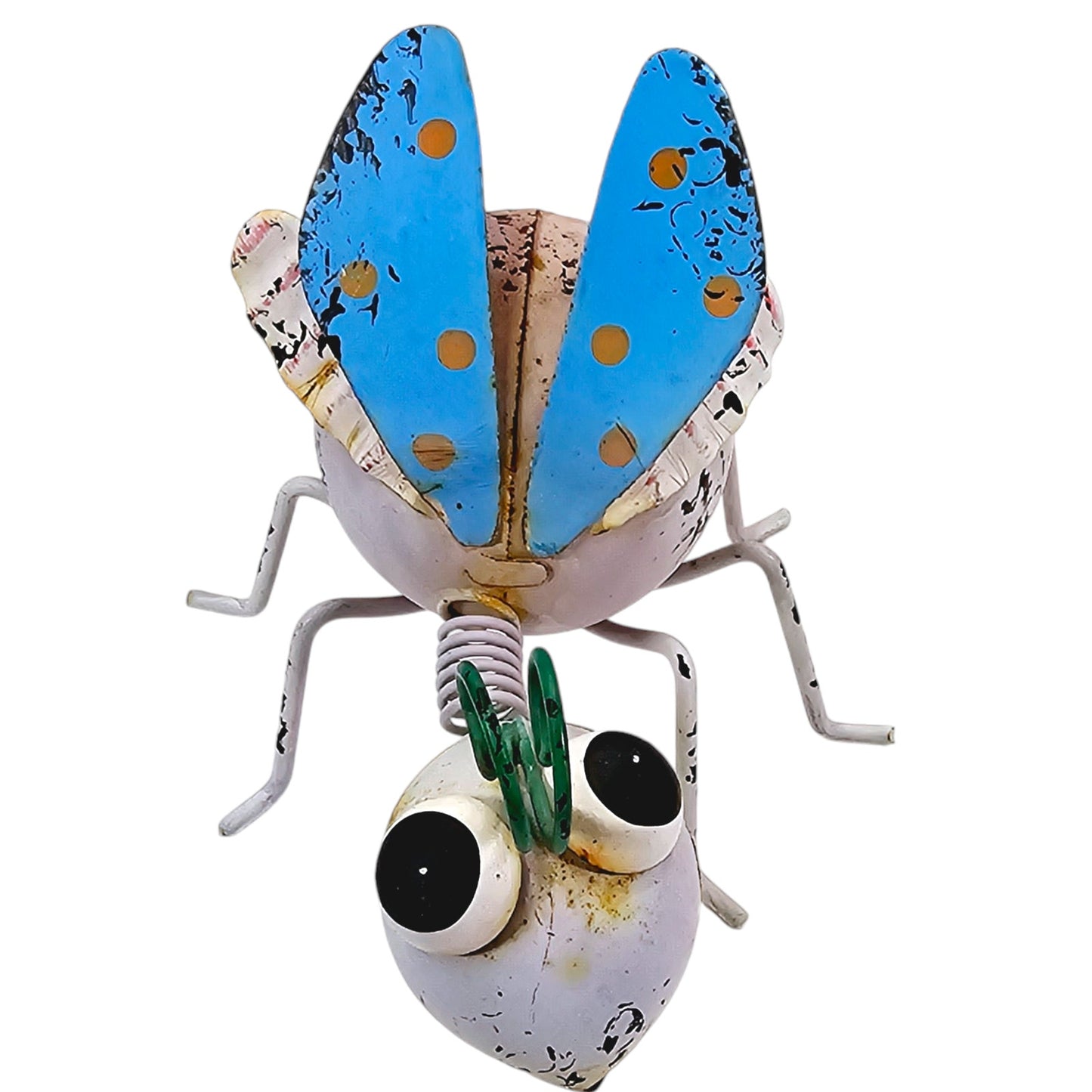 Colorful Metal Art Springy Garden Bug Sculpture Figurine 3.75" H x 4.5" W