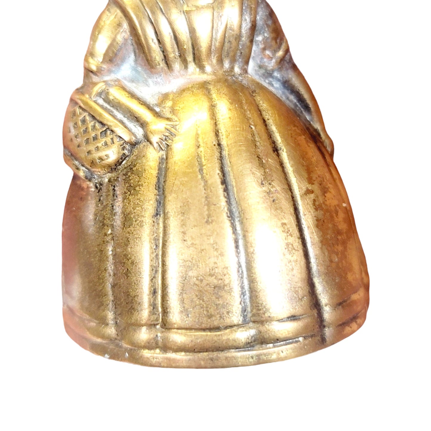 Vintage Peerage Solid Brass Figural Dinner Hand Bell Royal Lady 2" H