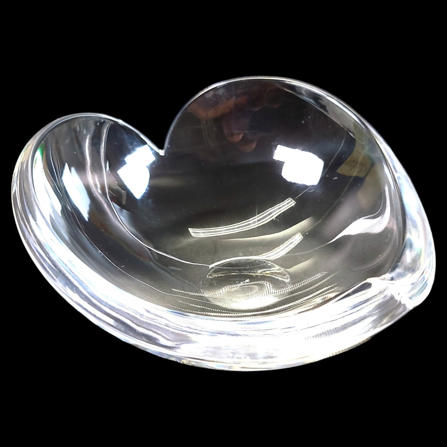 Nambe Glass Heart Shaped Bowl, Nambe Thick Glass Heart Love Bowl 7.5" W