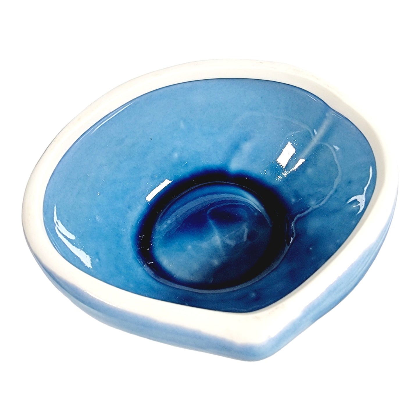 Blue Porcelain Shell Lidded Trinket Dish, Small Chip Underside Lid