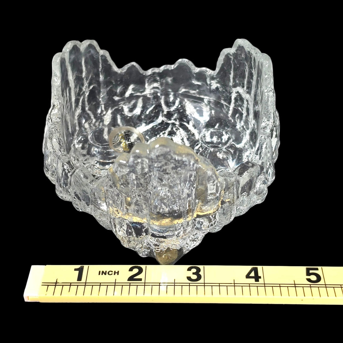 Vintage L.E. Smith Crystal Ice Glass Reversible Pillar 3 Taper Candle Holder