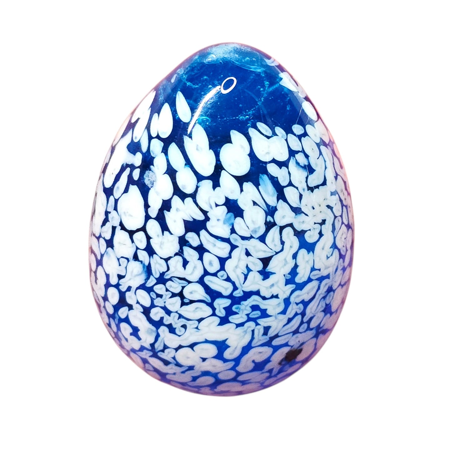 Set of 8 Handblown Art Glass Eggs Colorful Artisan Glass Miniature Eggs w Basket