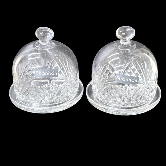 Dublin Shannon Crystal Petite Servers Domed Butter Dishes Set of 2  New In Box